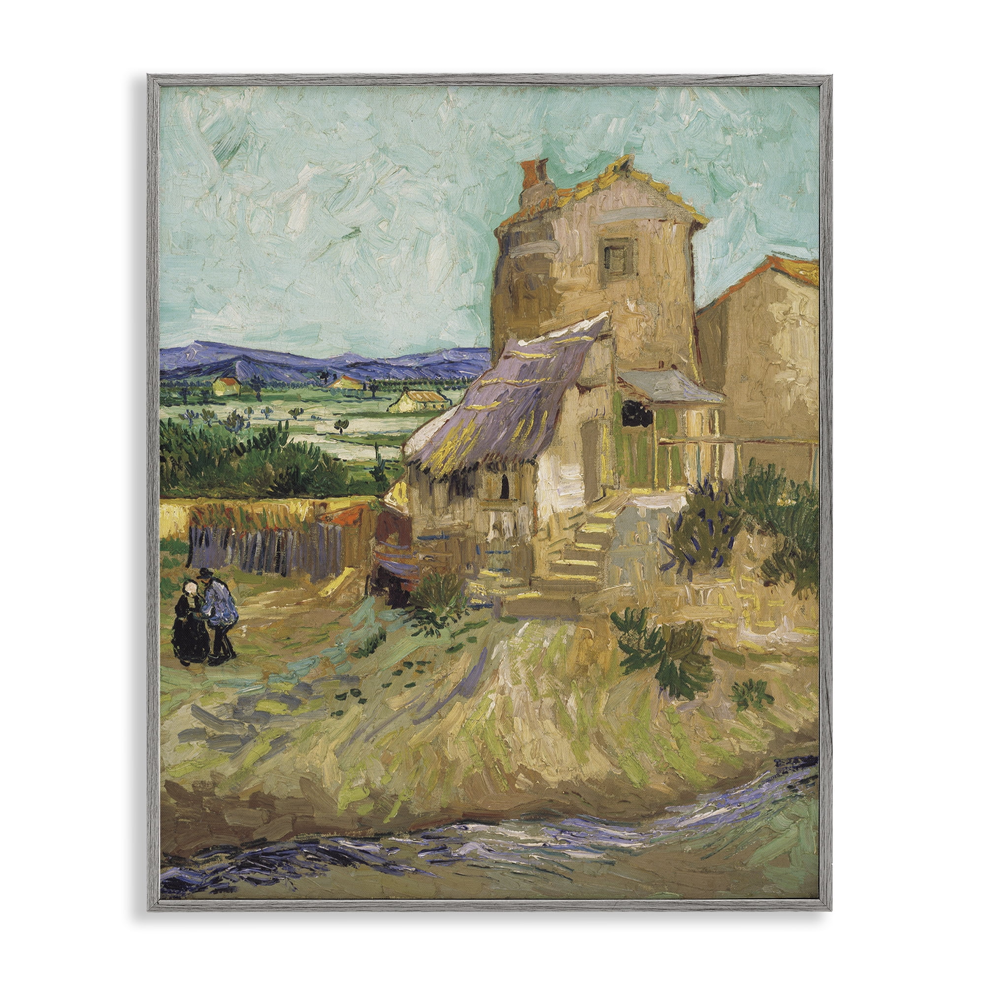 Stupell Industries Van Gogh Old Mill Landscape Landscape & Nature Painting Gray Framed Art Print Wall Art, 16 x 20