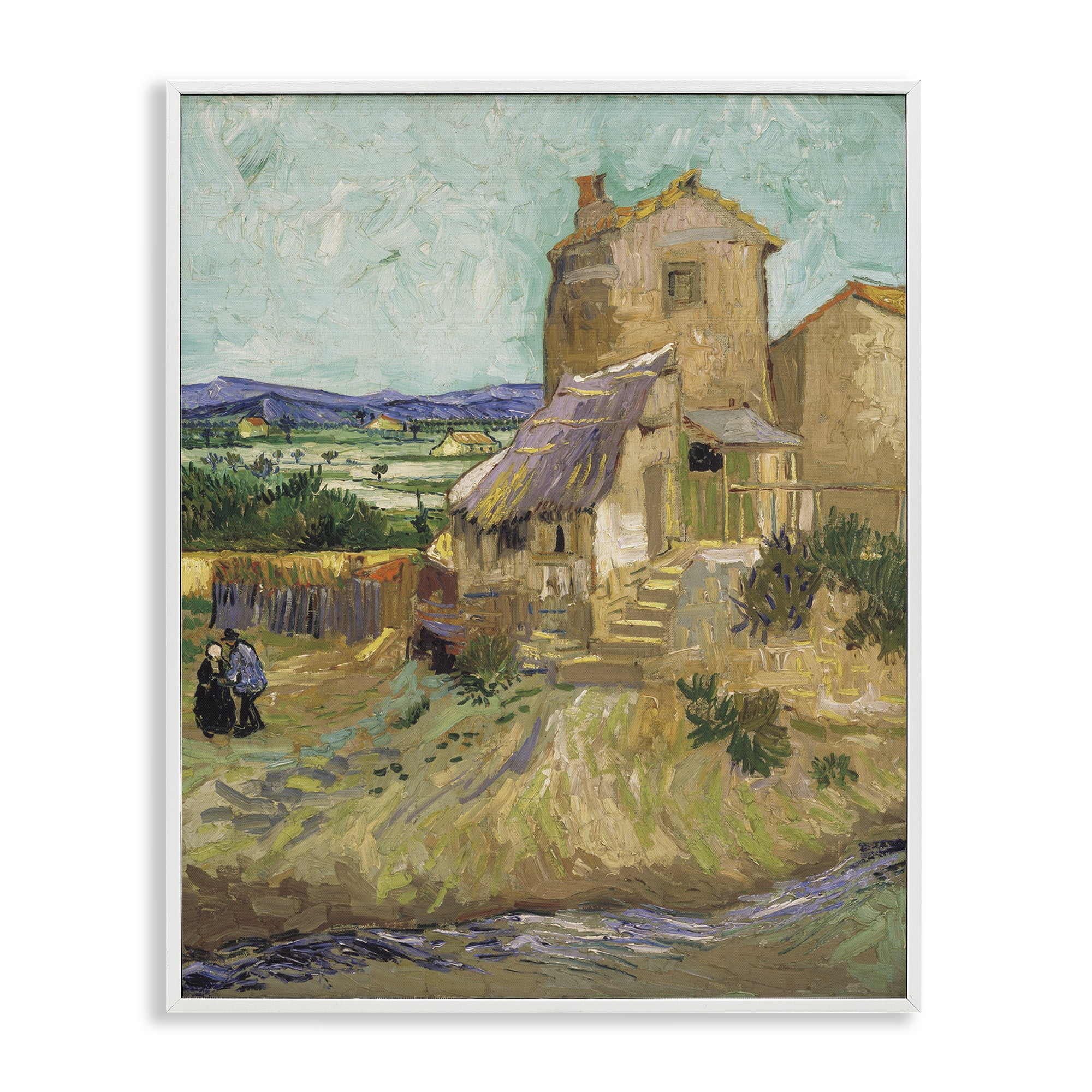 Stupell Industries Van Gogh Old Mill Landscape Landscape & Nature Painting White Framed Art Print Wall Art, 24 x 30