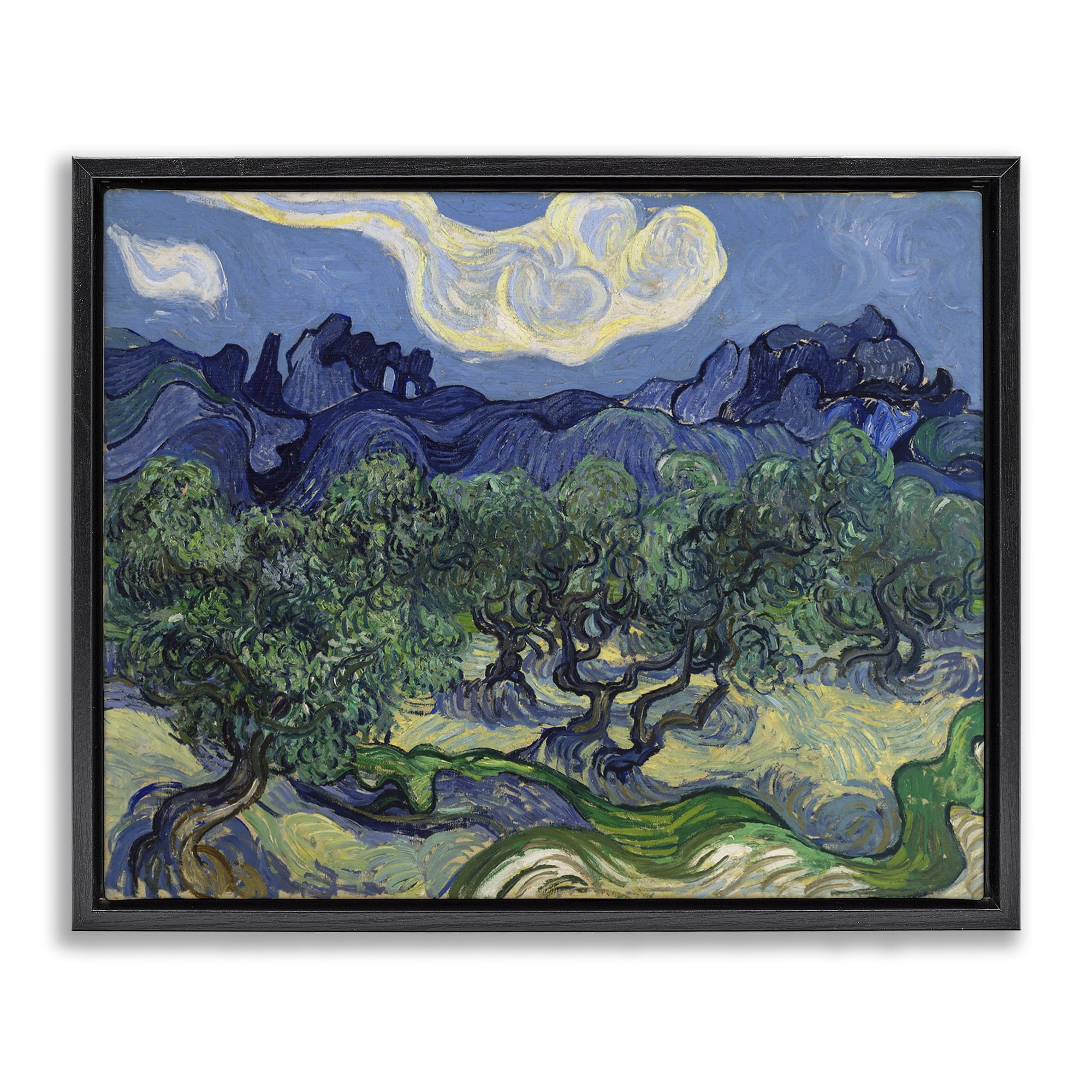 Stupell Industries Van Gogh Olive Trees Landscape Landscape & Nature Painting Black Floater Framed Canvas Art Print Wall Art, 21 x 17