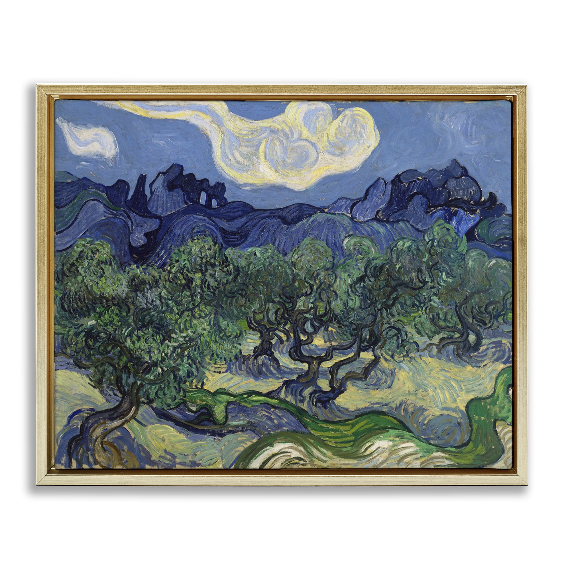 Stupell Industries Van Gogh Olive Trees Landscape Landscape & Nature Painting Gold Floater Framed Canvas Art Print Wall Art, 31 x 25