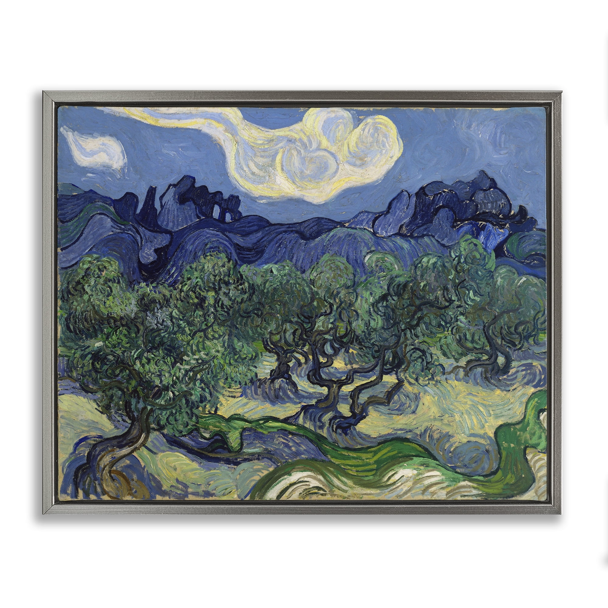 Stupell Industries Van Gogh Olive Trees Landscape Landscape & Nature Painting Gray Floater Framed Canvas Art Print Wall Art, 31 x 25