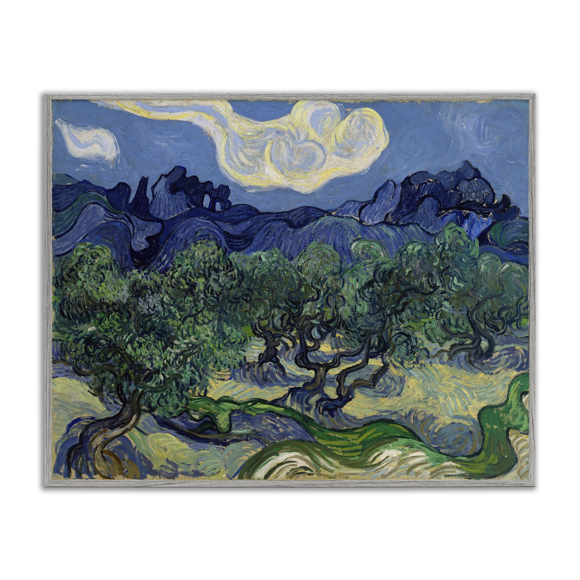 Stupell Industries Van Gogh Olive Trees Landscape Landscape & Nature Painting Gray Framed Art Print Wall Art, 20 x 16