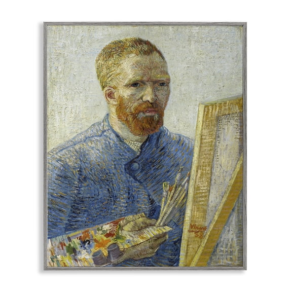 Stupell Industries Van Gogh Painter Self Portrait People Painting Gray Framed Art Print Wall Art, 24 x 30
