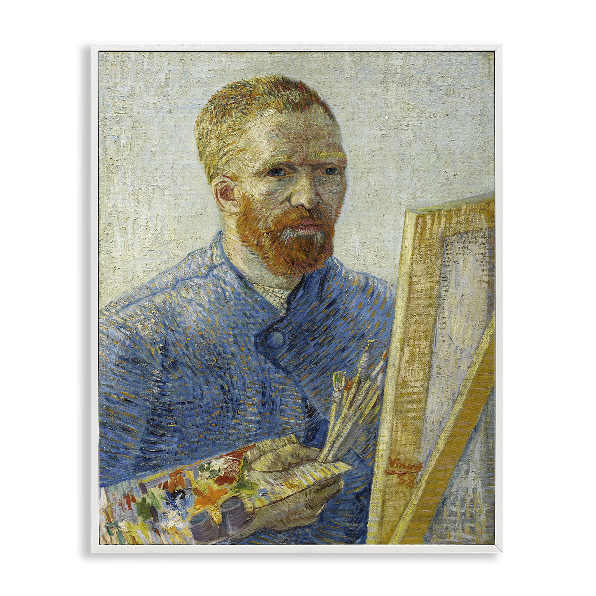 Stupell Industries Van Gogh Painter Self Portrait People Painting White Framed Art Print Wall Art, 16 x 20