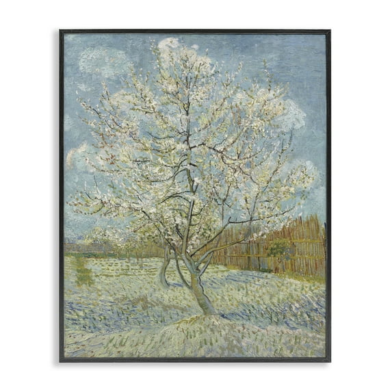 Stupell Industries Van Gogh Pink Peach Tree Landscape & Nature Painting Black Framed Art Print Wall Art, 24 x 30