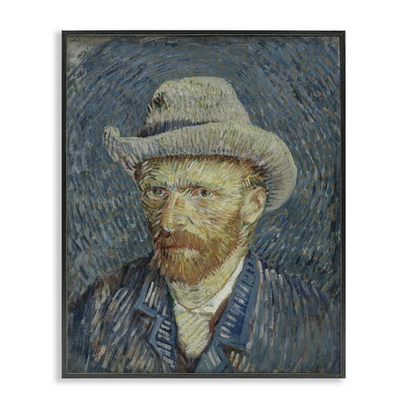 Stupell Industries Van Gogh Portrait with Hat People Painting Black Framed Art Print Wall Art, 11 x 14