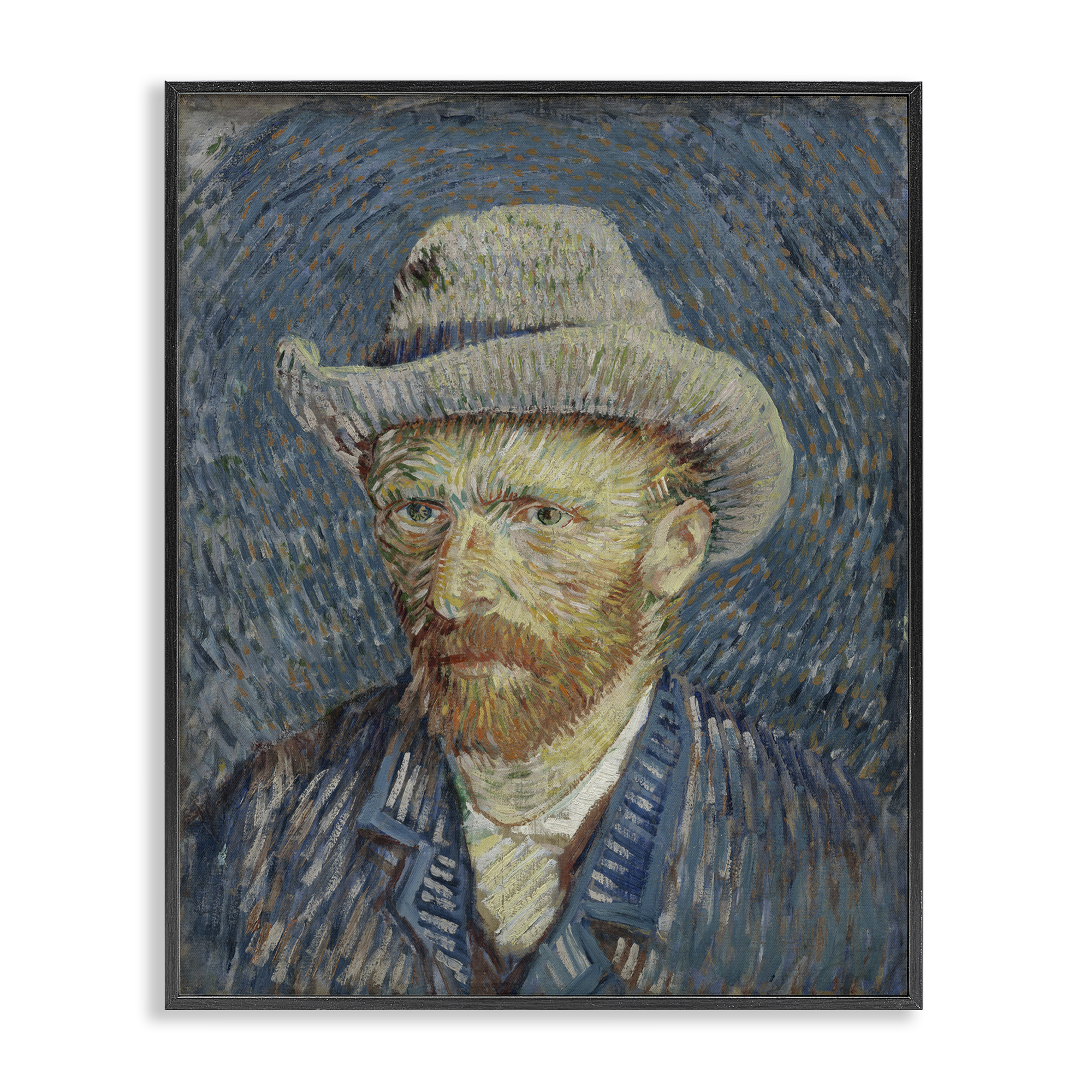 Stupell Industries Van Gogh Portrait with Hat People Painting Black Framed Art Print Wall Art, 16 x 20