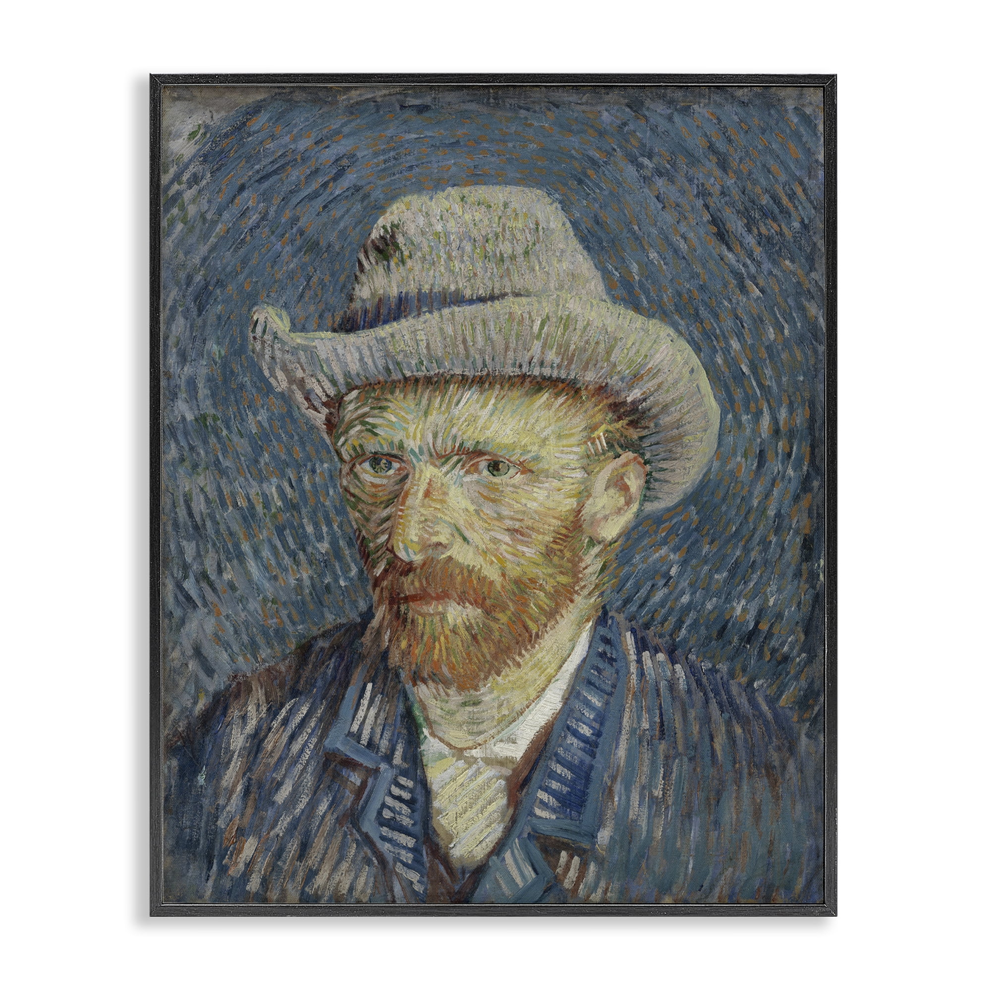 Stupell Industries Van Gogh Portrait with Hat People Painting Black Framed Art Print Wall Art, 24 x 30