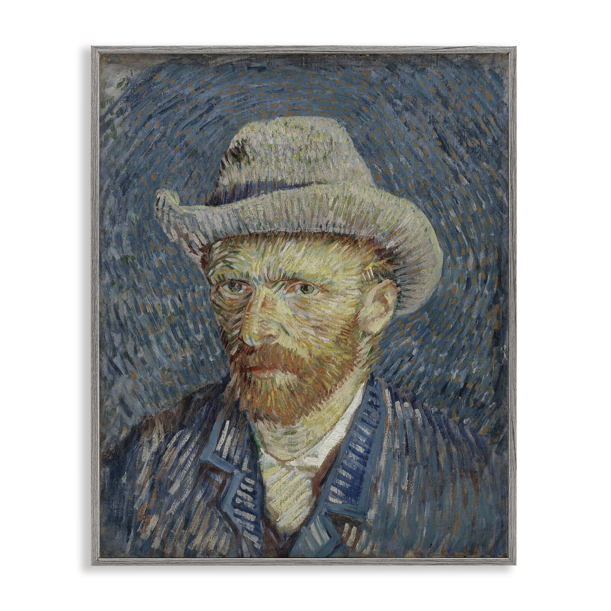 Stupell Industries Van Gogh Portrait with Hat People Painting Gray Framed Art Print Wall Art, 11 x 14