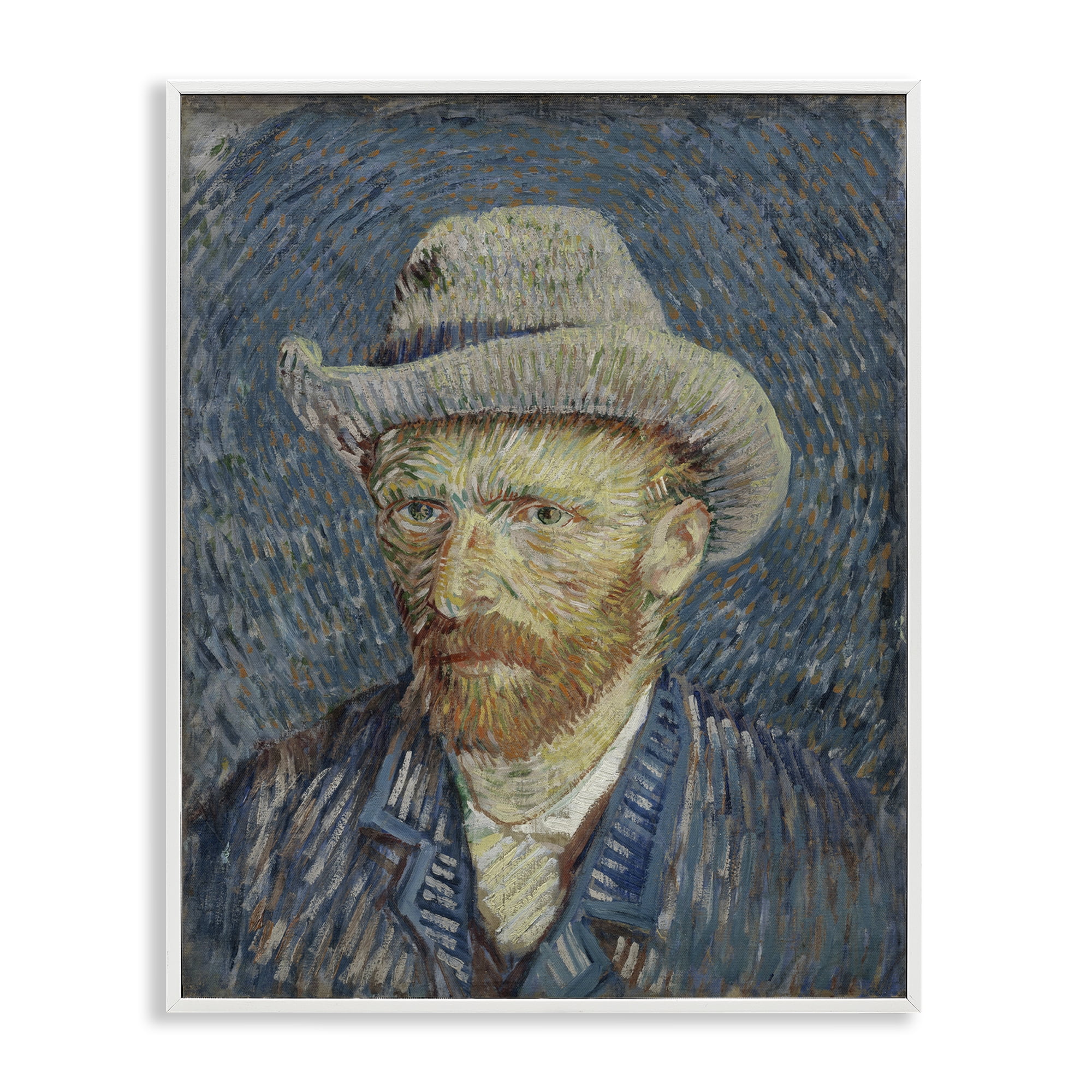 Stupell Industries Van Gogh Portrait with Hat People Painting White Framed Art Print Wall Art, 16 x 20