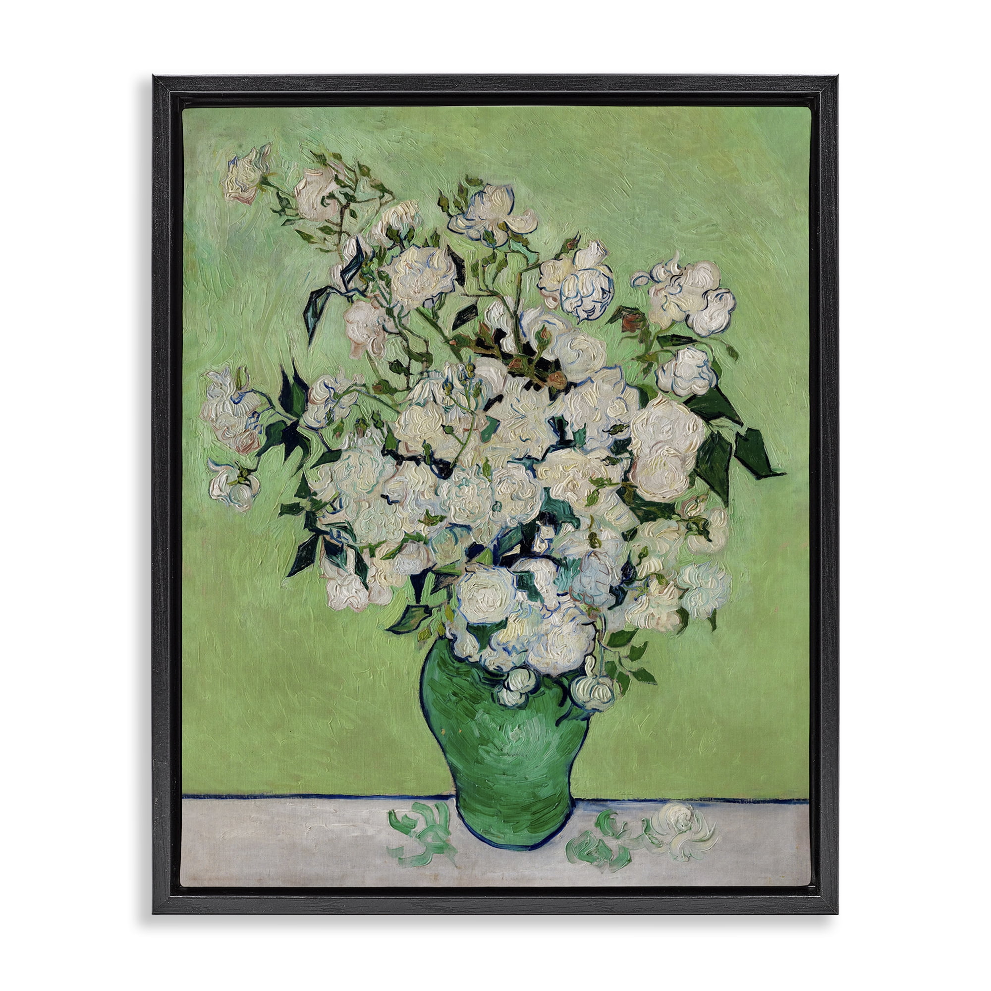 Stupell Industries Van Gogh Roses Botanical & Floral Painting Black Floater Framed Art Print Wall Art, 25 x 31