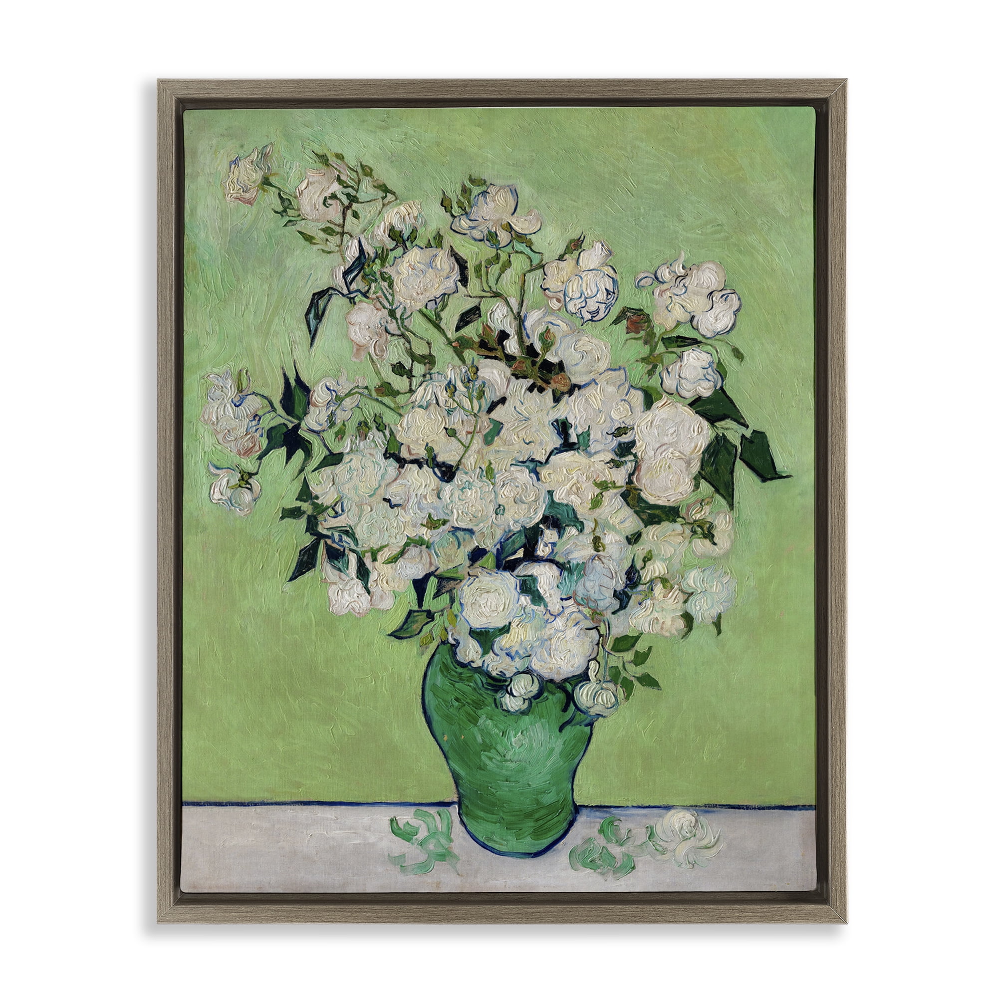 Stupell Industries Van Gogh Roses Botanical & Floral Painting Brown Floater Framed Art Print Wall Art, 25 x 31