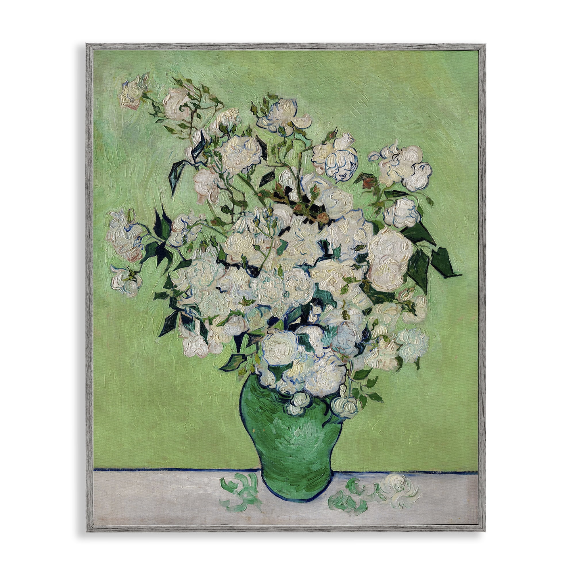 Stupell Industries Van Gogh Roses Botanical & Floral Painting Gray Framed Art Print Wall Art, 11 x 14