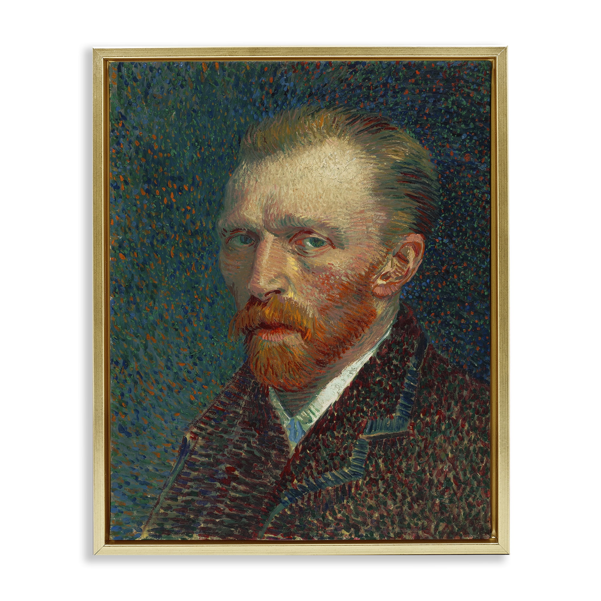 Stupell Industries Van Gogh Self Portrait People Painting Gold Floater Framed Canvas Art Print Wall Art, 25 x 31