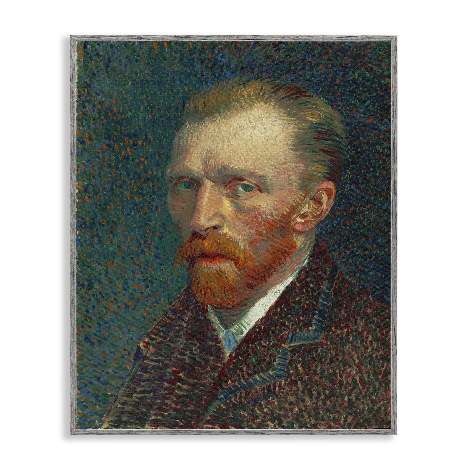 Stupell Industries Van Gogh Self Portrait People Painting Gray Framed Art Print Wall Art, 16 x 20