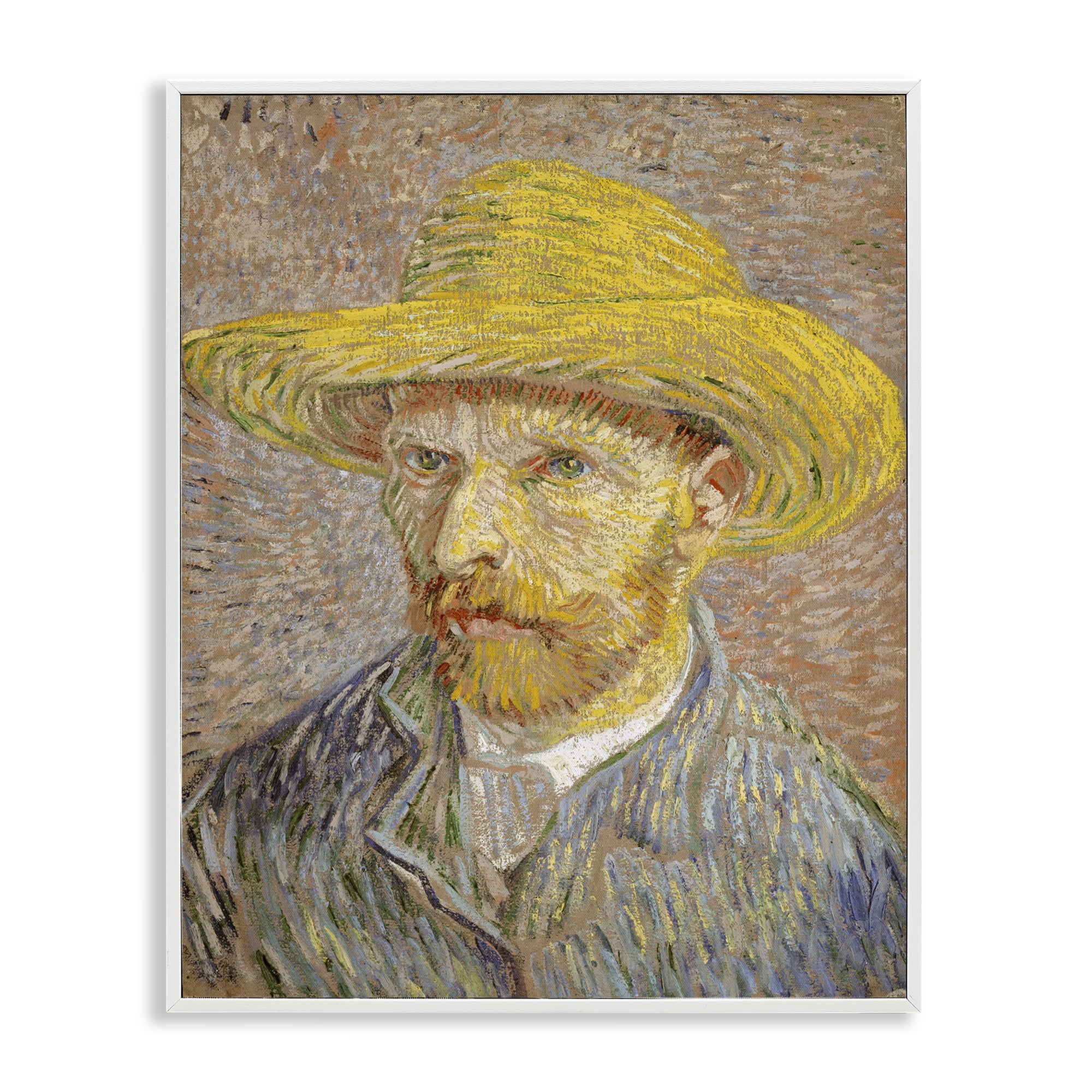 Stupell Industries Van Gogh Straw Hat Portrait People Painting White Framed Art Print Wall Art, 16 x 20