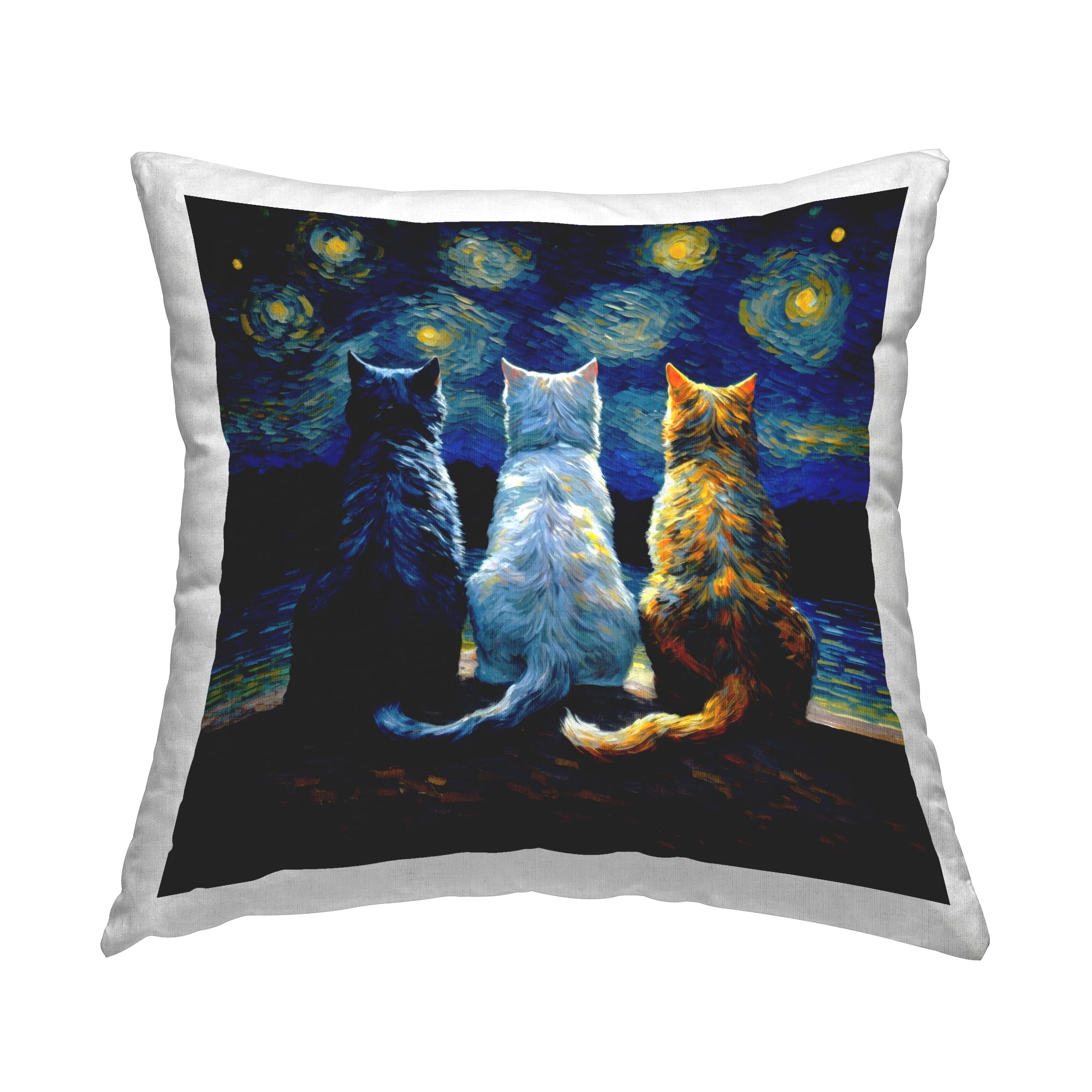 Stupell Industries Van Gogh Style Cats Decorative Printed Throw Pillow Design by Svetlana Aleynikova.