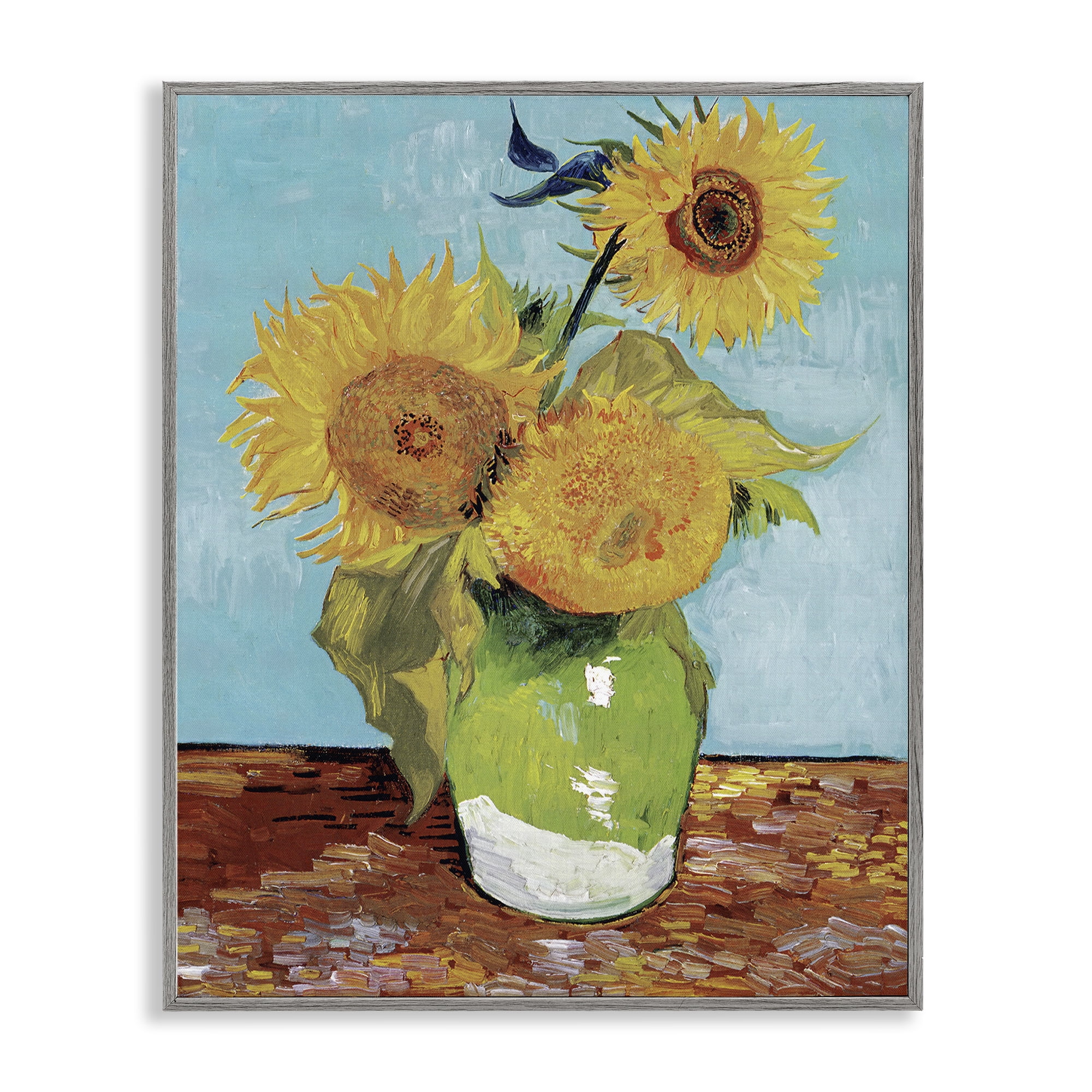 Stupell Industries Van Gogh Sunflowers Botanical & Floral Painting Gray Framed Art Print Wall Art, 24 x 30