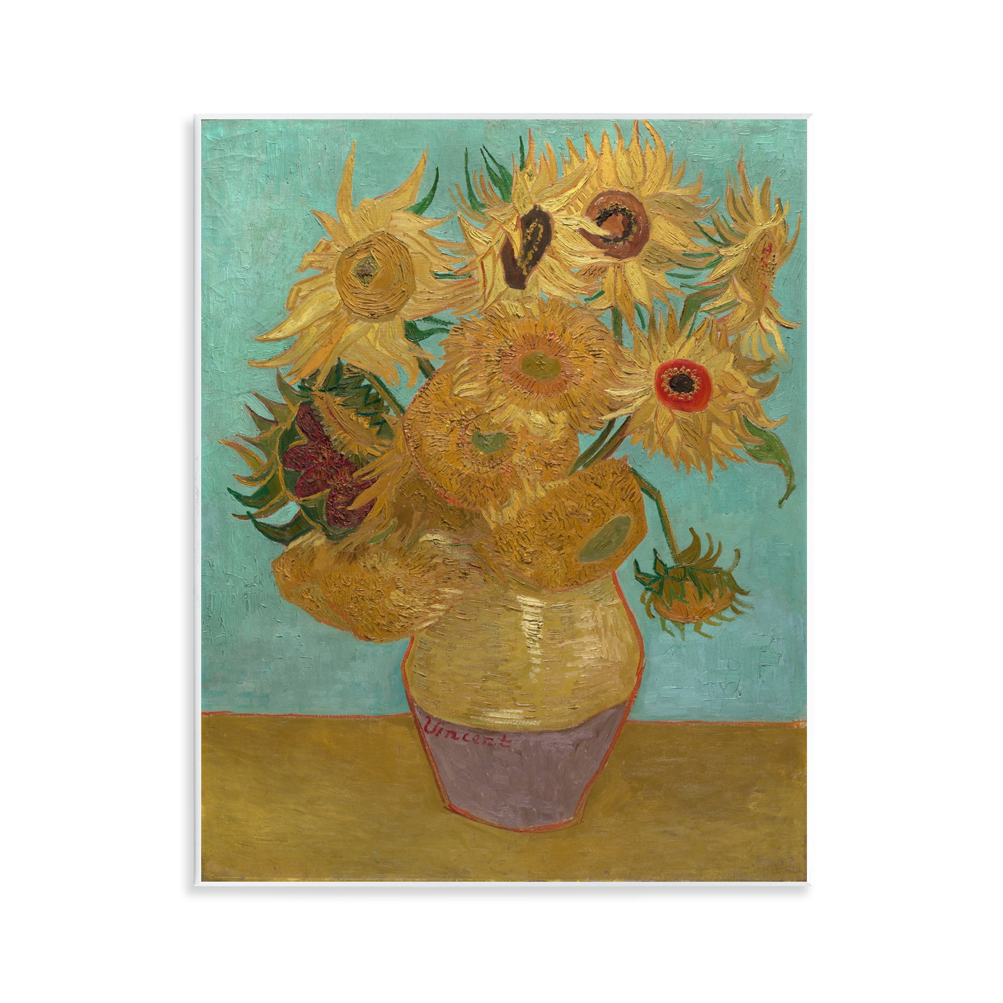 Stupell Industries Van Gogh Sunflowers on Blue Plants & Flowers Painting Unframed Art Print Wall Art, 11 x 14