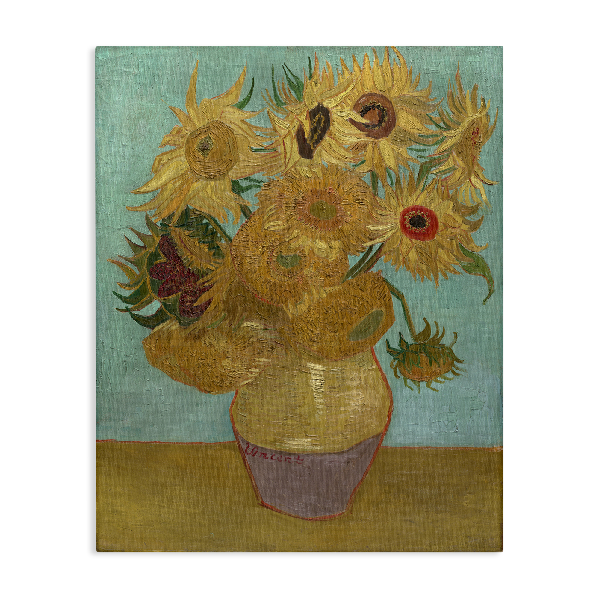 Stupell Industries Van Gogh Sunflowers on Blue Plants & Flowers Painting Wrapped Canvas Art Print Wall Art, 24 x 30