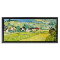 Stupell Industries Van Gogh Sunny View Painting Landscape Painting Black Floater Framed Canvas Art Print Wall Art, 25 x 11