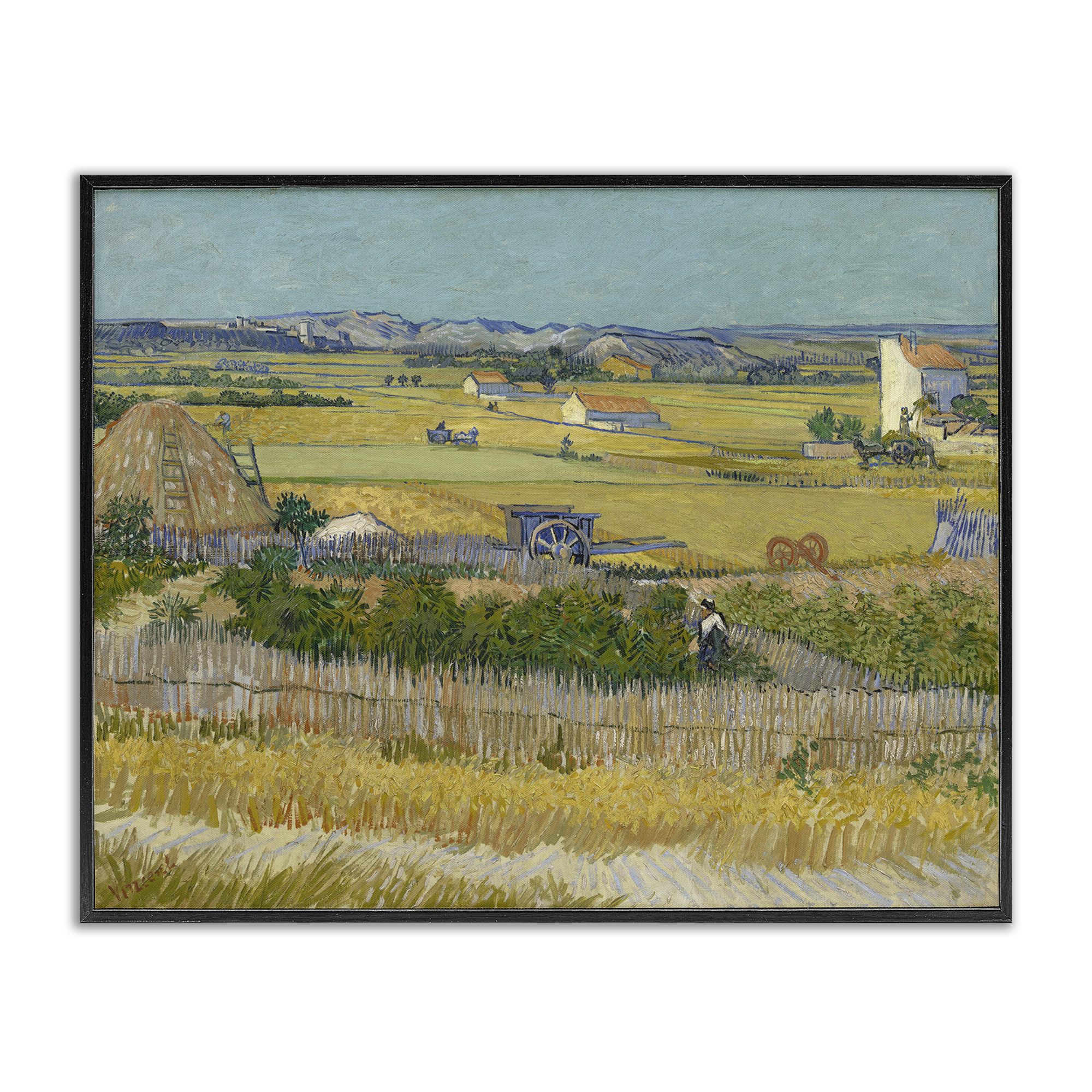 Stupell Industries Van Gogh The Harvest Landscape Landscape & Nature Painting Black Framed Art Print Wall Art, 30 x 24