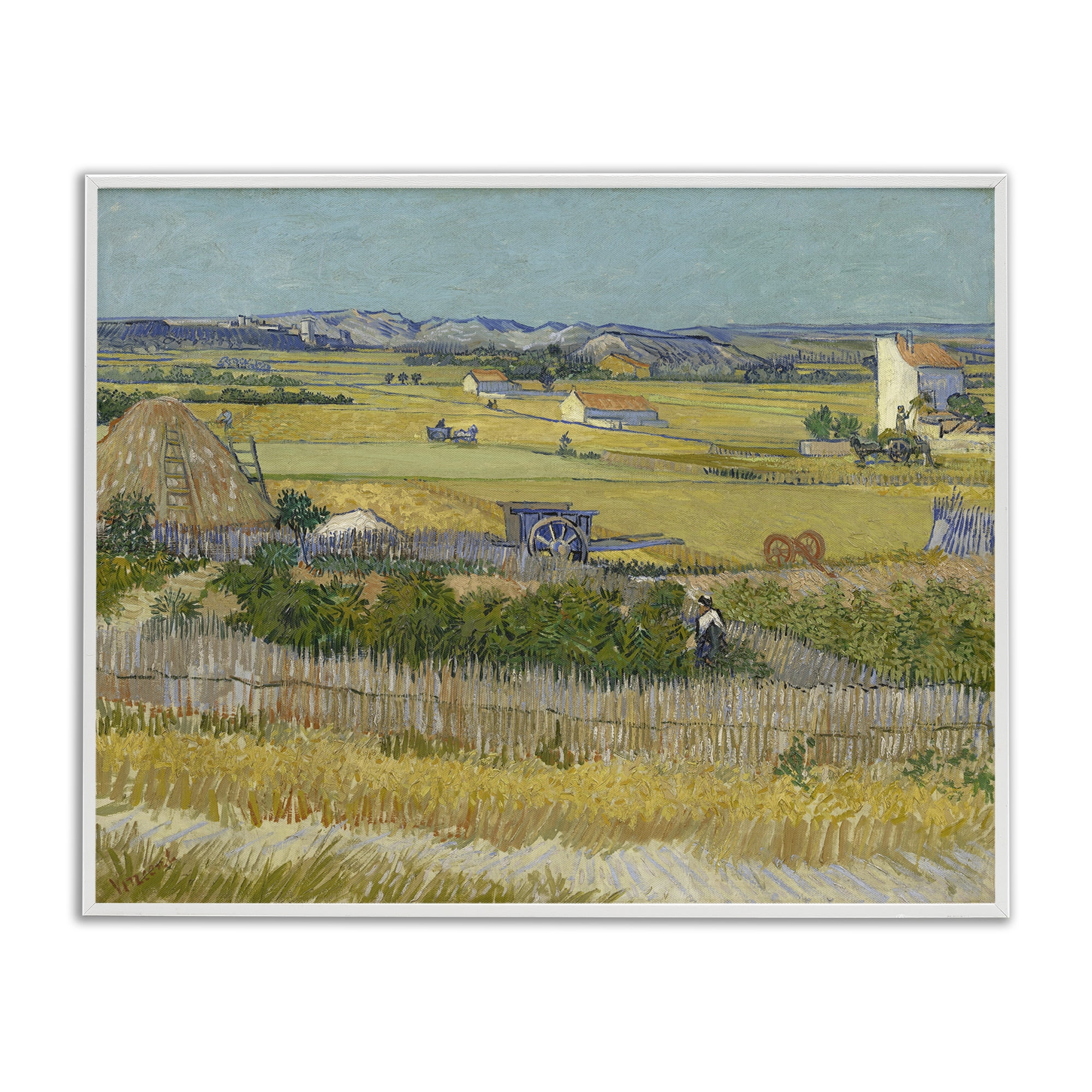 Stupell Industries Van Gogh The Harvest Landscape Landscape & Nature Painting White Framed Art Print Wall Art, 20 x 16