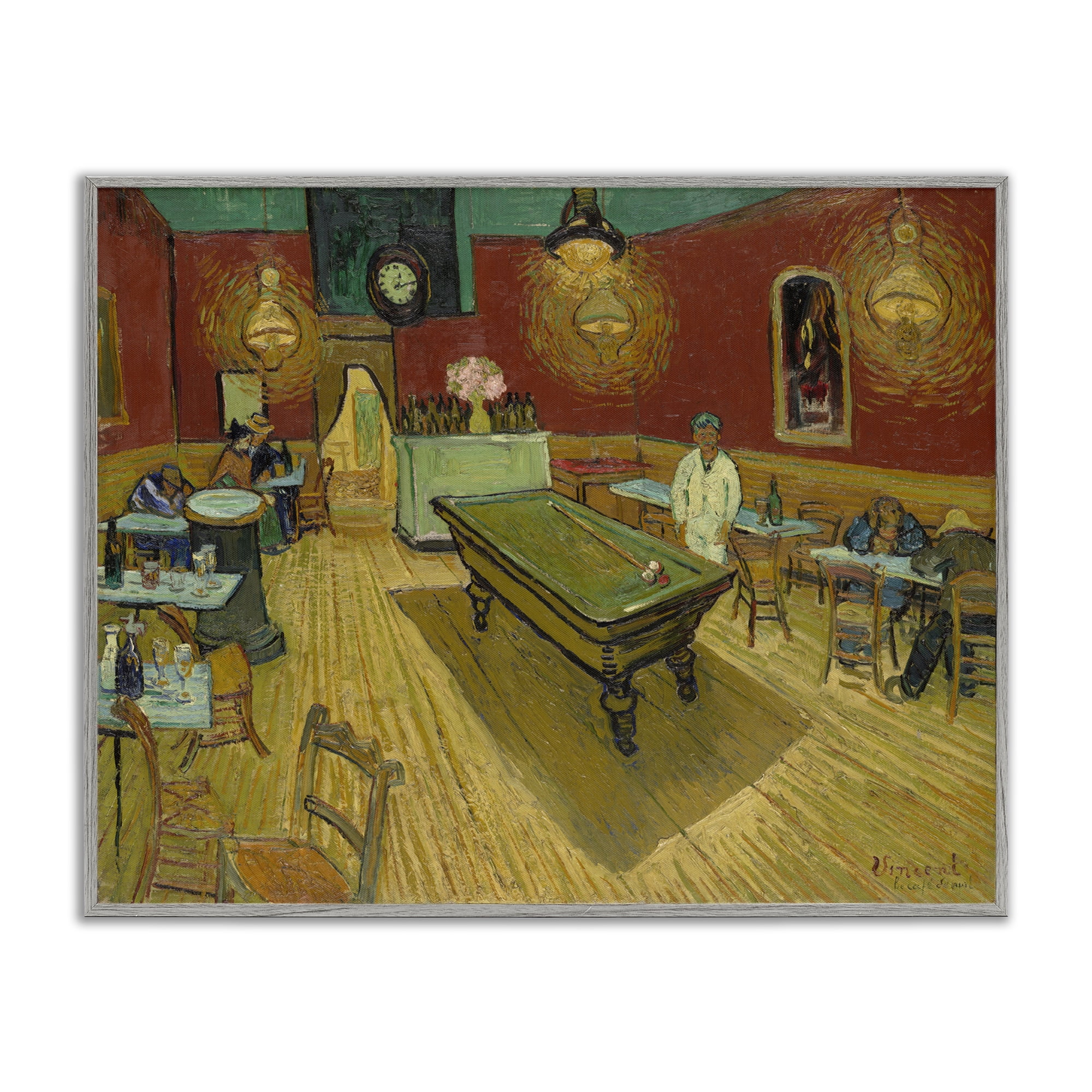 Stupell Industries Van Gogh The Night Café Buildings & Architecture Painting Gray Framed Art Print Wall Art, 30 x 24