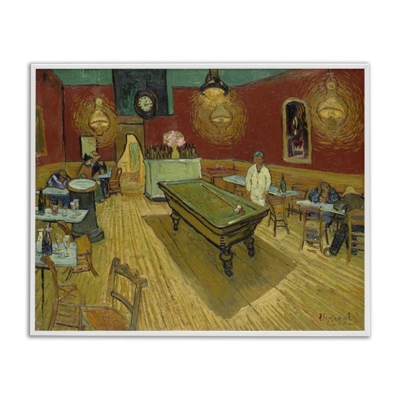 Stupell Industries Van Gogh The Night Café Buildings & Architecture Painting White Framed Art Print Wall Art, 14 x 11