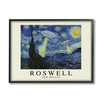 Stupell Industries Van Gogh UFO Roswell NM Travel & Places Painting Black Framed Art Print Wall Art