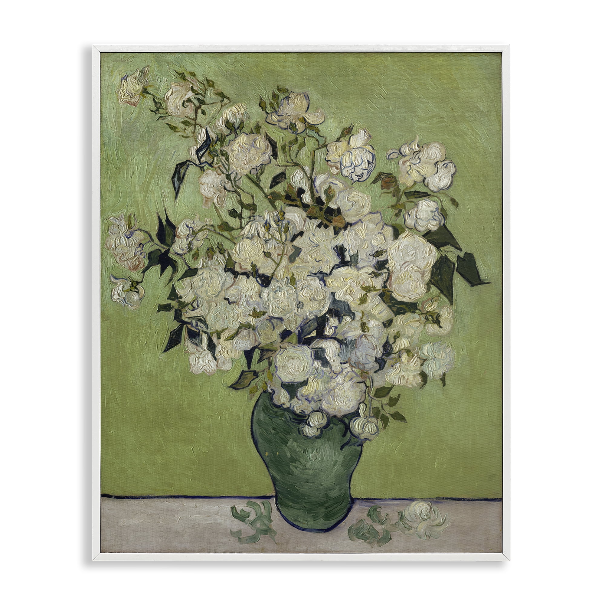 Stupell Industries Van Gogh Vase of Roses Plants & Flowers Painting White Framed Art Print Wall Art, 24 x 30