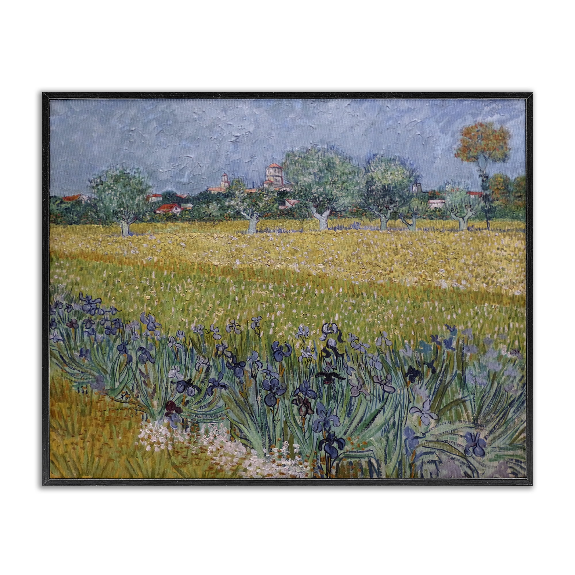 Stupell Industries Van Gogh View of Arles Landscape & Nature Painting Black Framed Art Print Wall Art, 30 x 24