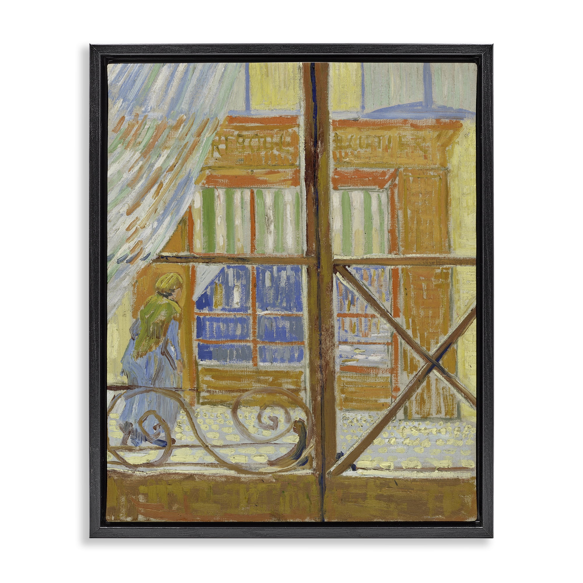 Stupell Industries Van Gogh View of Butcher's Shop Buildings & Architecture Painting Black Floater Framed Canvas Art Print Wall Art, 25 x 31