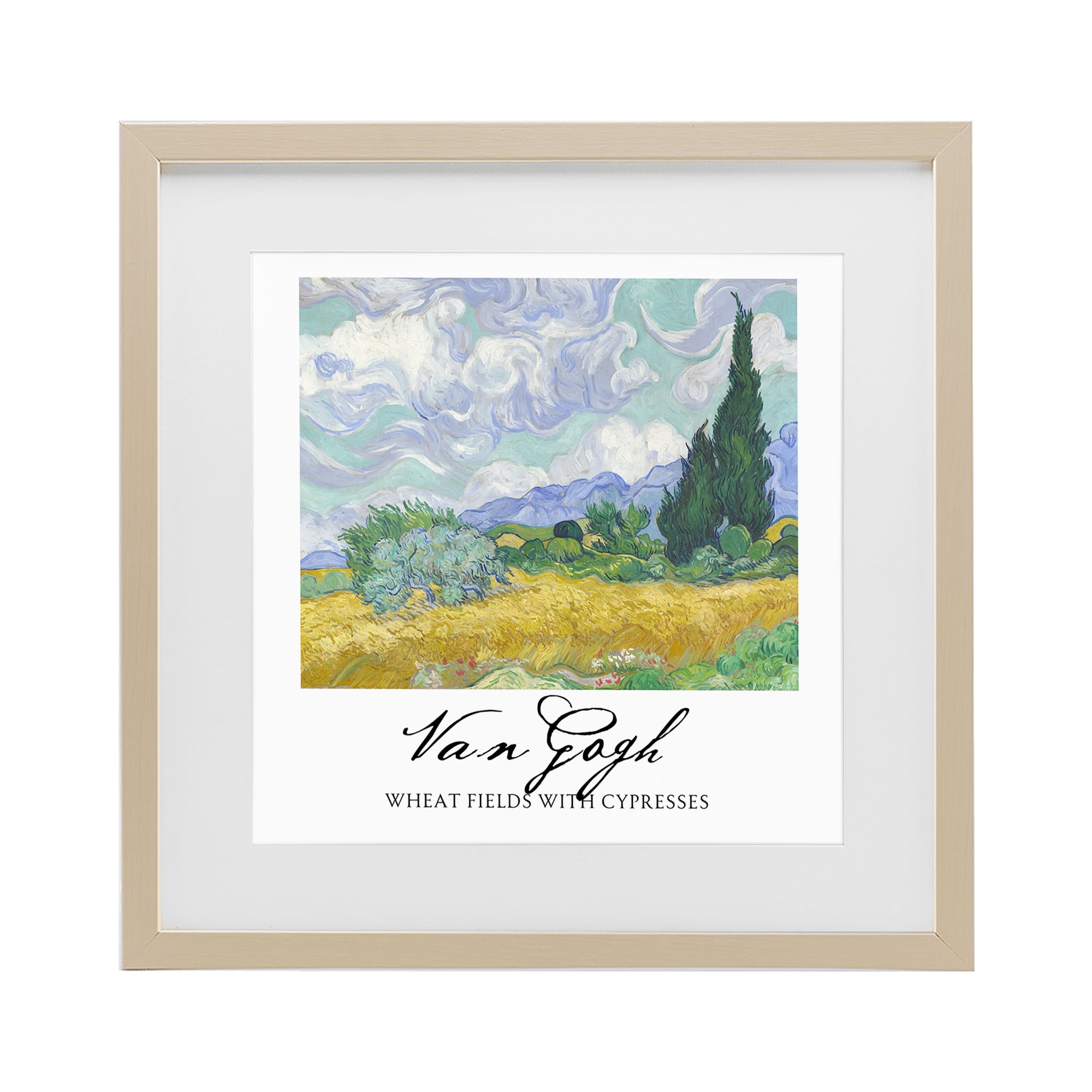 Stupell Industries Van Gogh Wheat Field with Cypresses Birch Framed Print Under Glass, design by Vintage Hustle