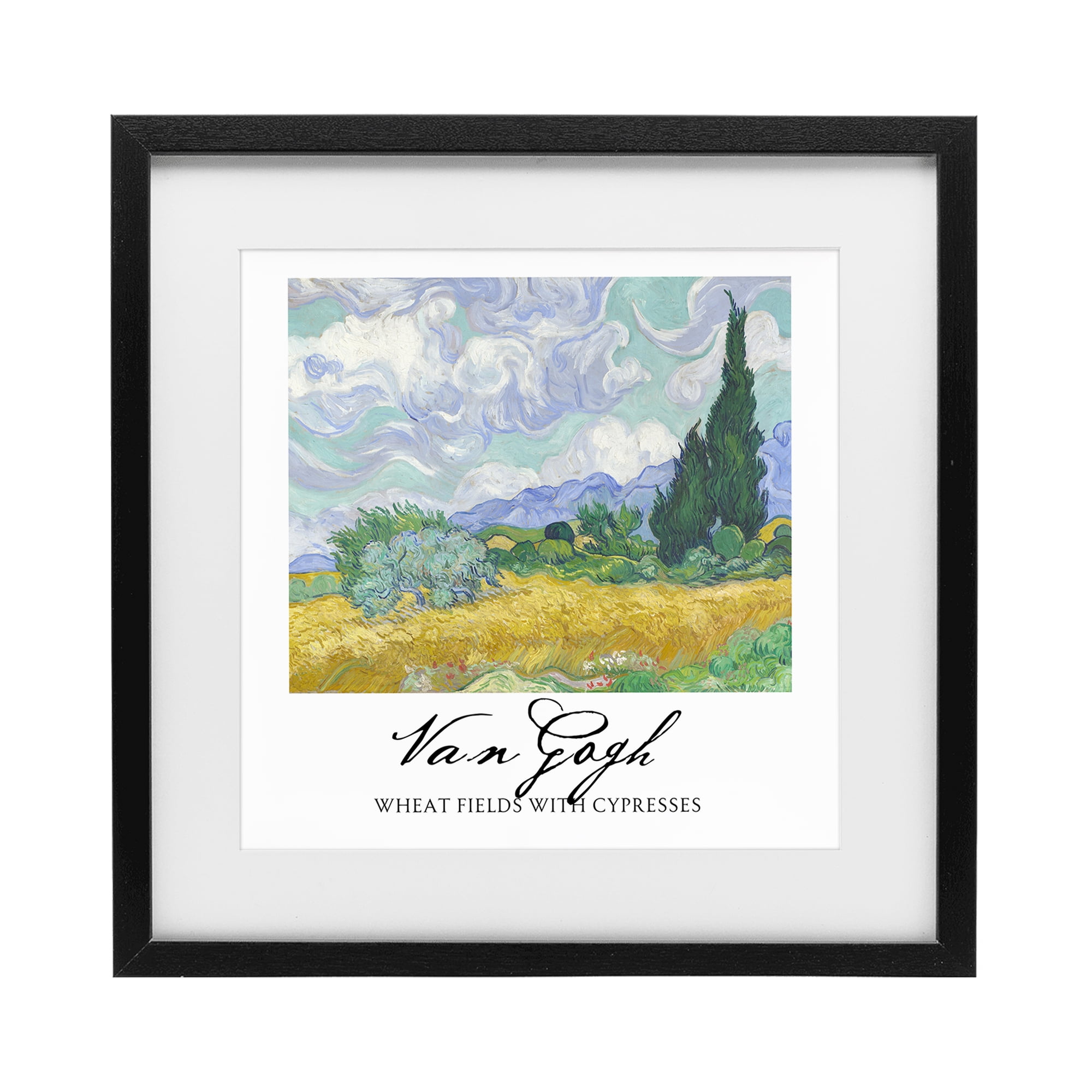 Stupell Industries Van Gogh Wheat Field with Cypresses Black Framed Print Under Glass, design by Vintage Hustle
