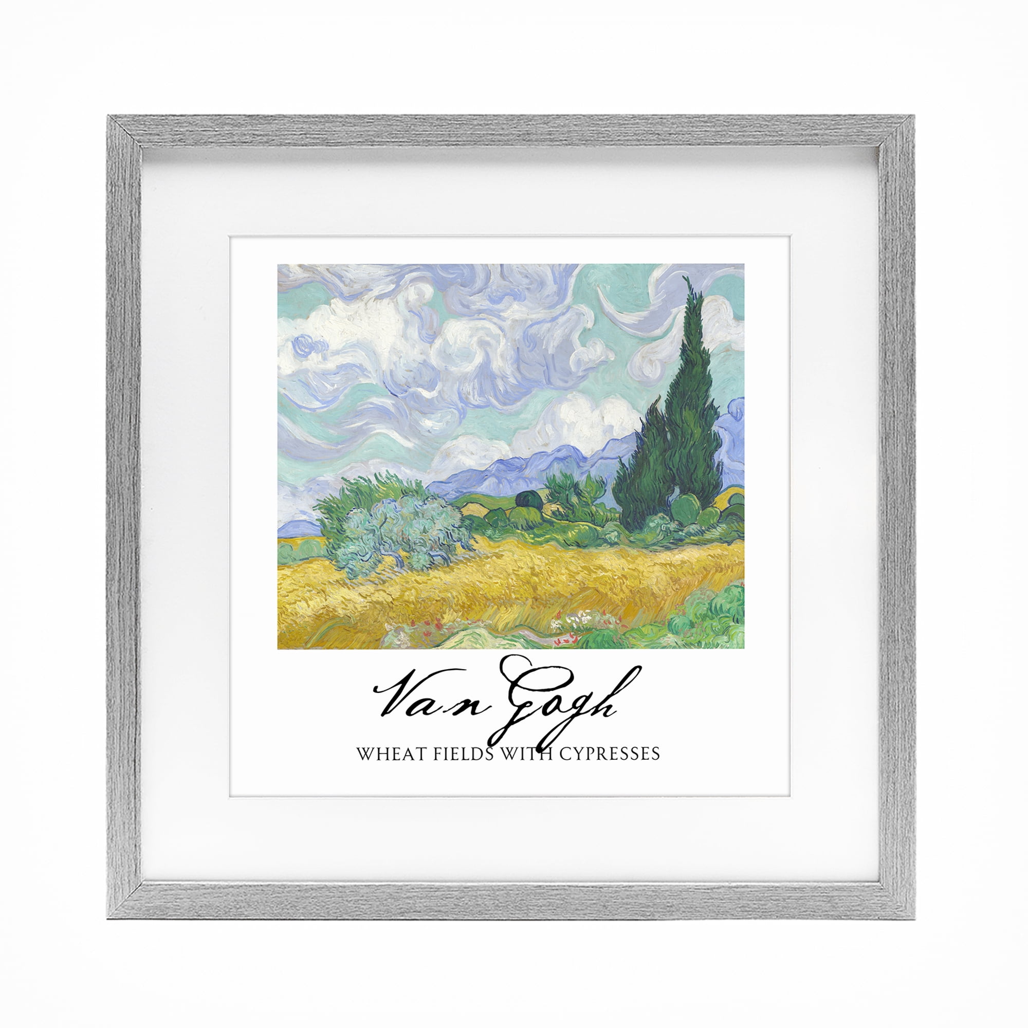 Stupell Industries Van Gogh Wheat Field with Cypresses Gray Framed Print Under Glass, design by Vintage Hustle
