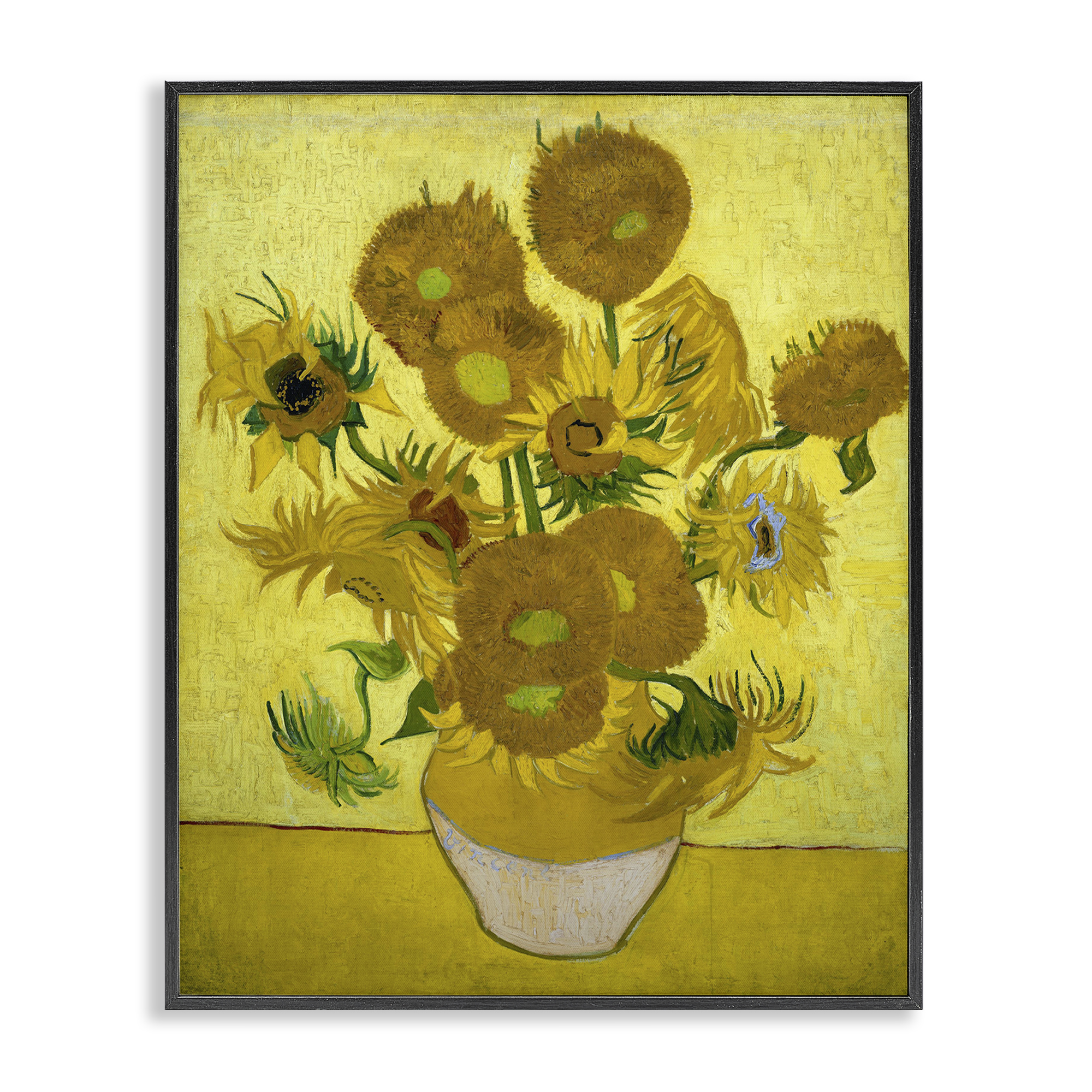 Stupell Industries Van Gogh Yellow Sunflowers Plants & Flowers Painting Black Framed Art Print Wall Art, 16 x 20