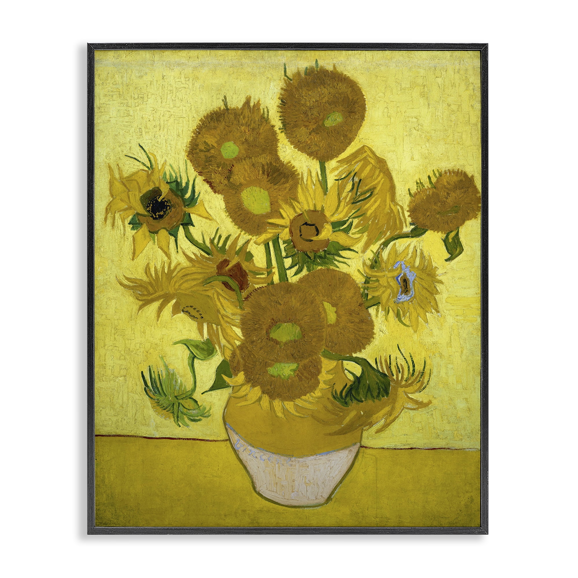 Stupell Industries Van Gogh Yellow Sunflowers Plants & Flowers Painting Black Framed Art Print Wall Art, 24 x 30