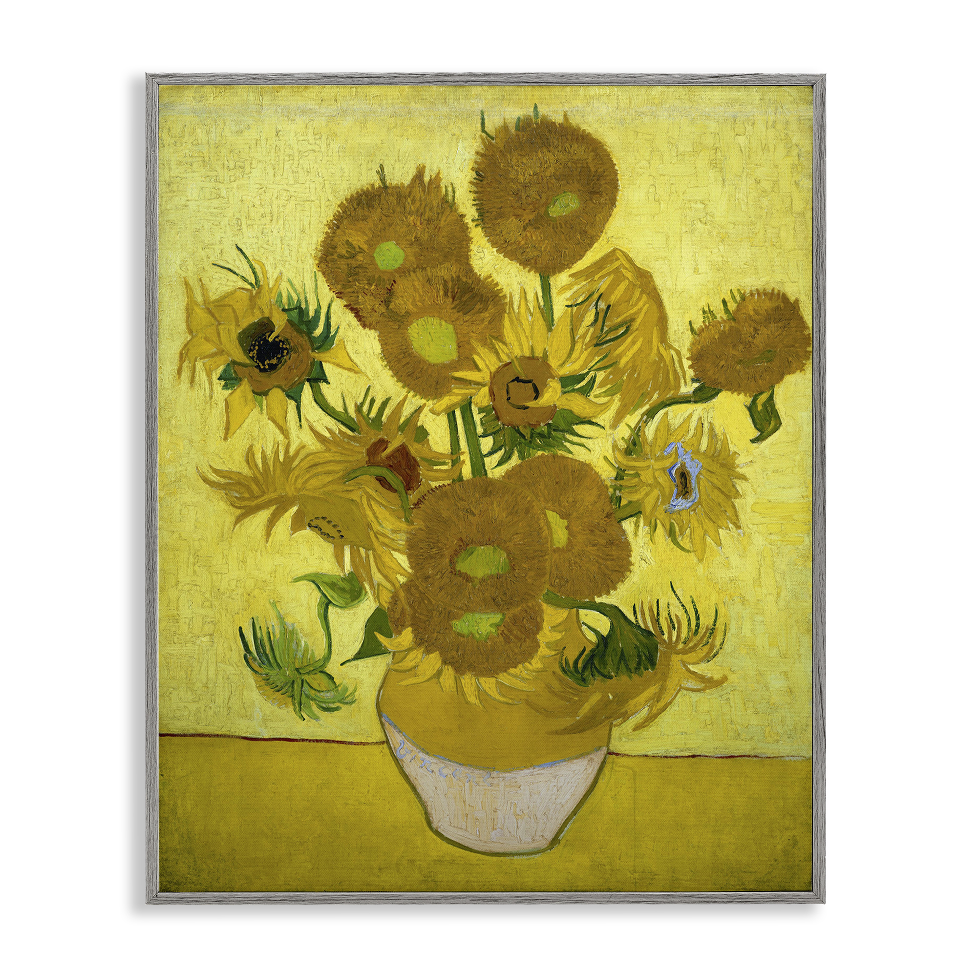 Stupell Industries Van Gogh Yellow Sunflowers Plants & Flowers Painting Gray Framed Art Print Wall Art, 11 x 14