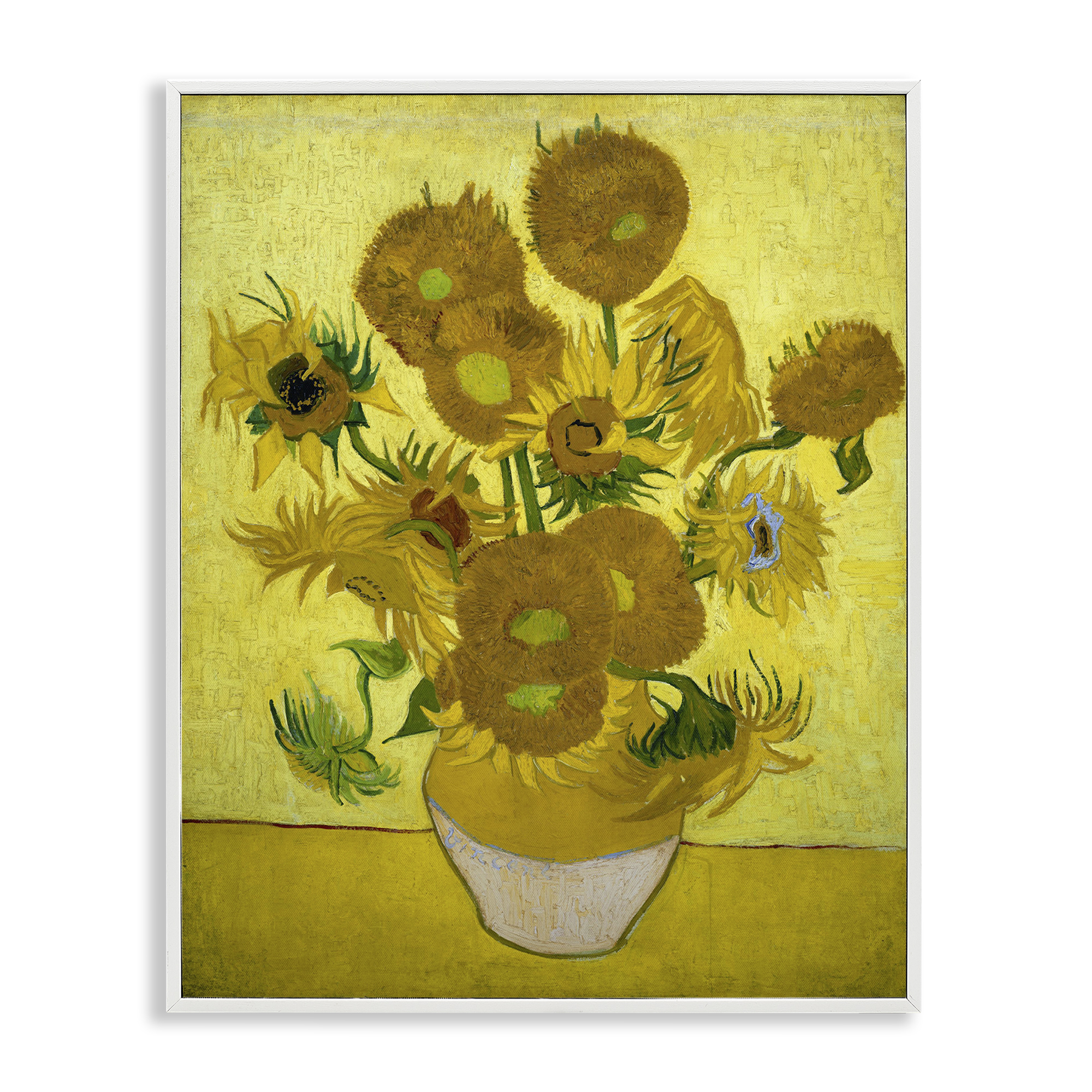 Stupell Industries Van Gogh Yellow Sunflowers Plants & Flowers Painting White Framed Art Print Wall Art, 24 x 30