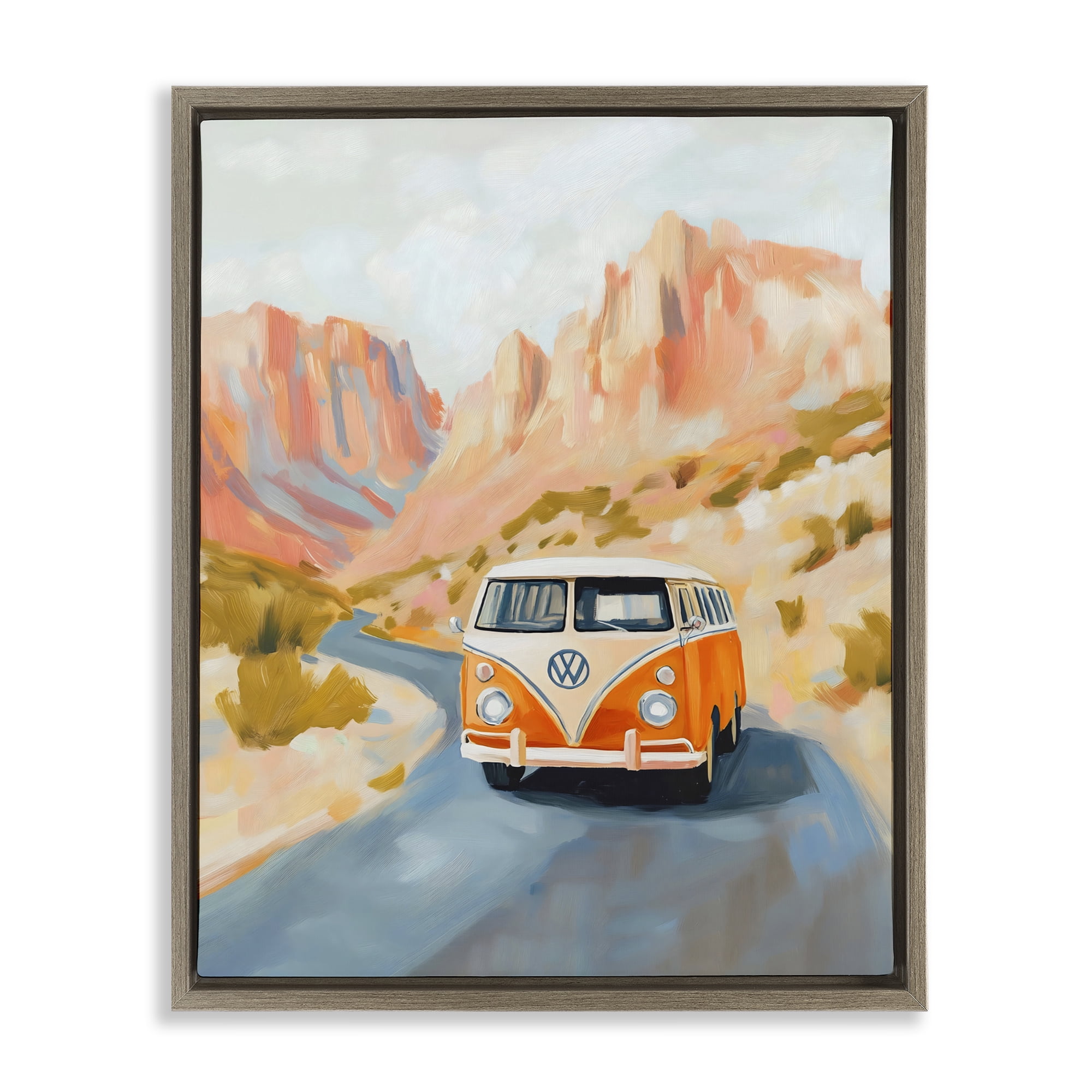 Stupell Industries Van Life Desert Canyon Brown Framed Floater Canvas Wall Art, design by The Prints Vibe