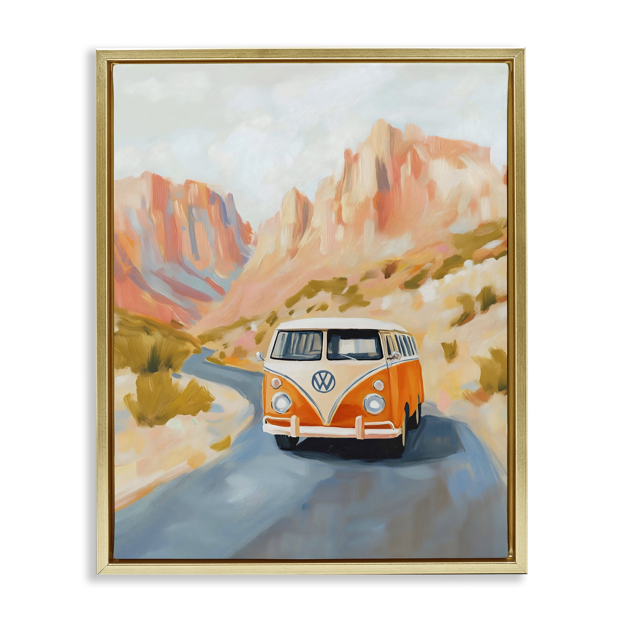 Stupell Industries Van Life Desert Canyon Gold Framed Floater Canvas Wall Art, design by The Prints Vibe
