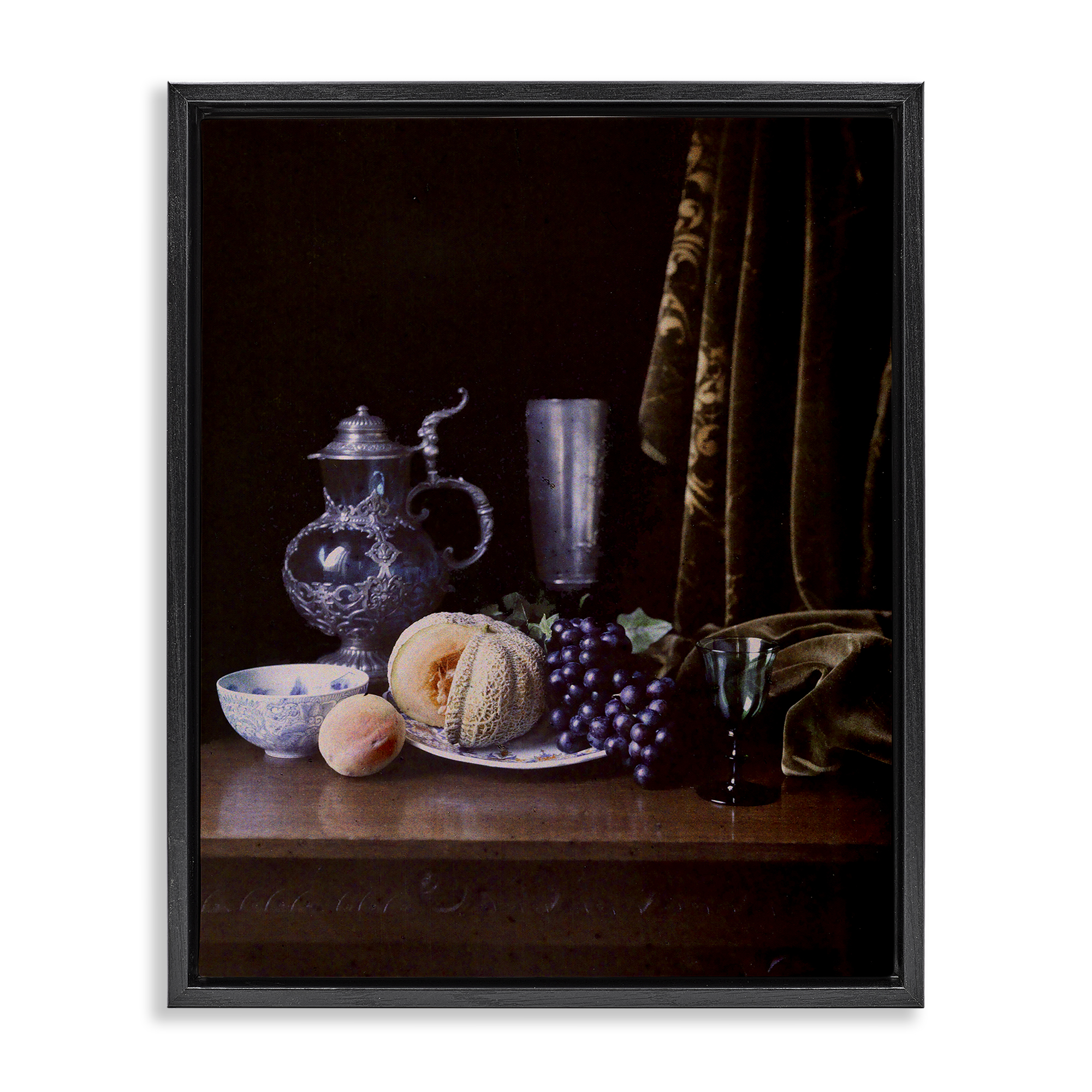 Stupell Industries Vanitas Still Life Food & Beverage Photography Black Floater Framed Canvas Art Print Wall Art, 17 x 21