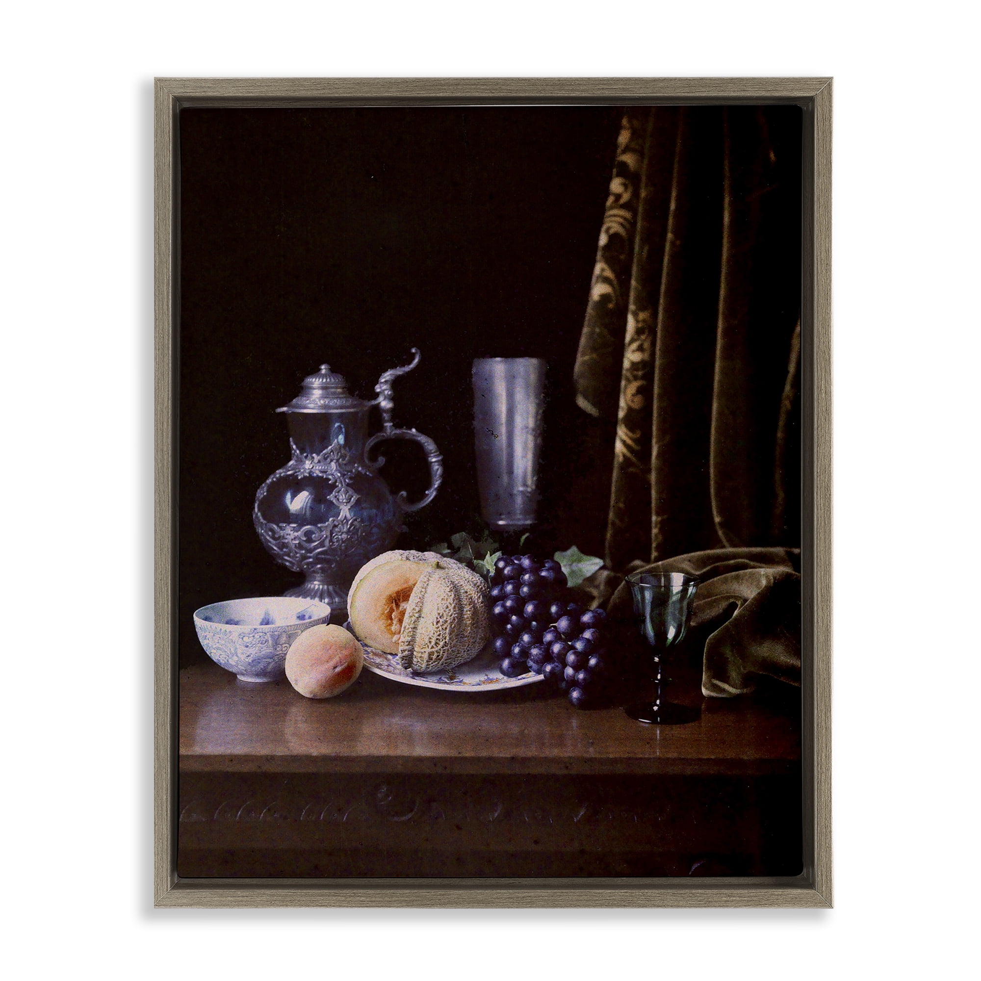 Stupell Industries Vanitas Still Life Food & Beverage Photography Brown Floater Framed Canvas Art Print Wall Art, 25 x 31