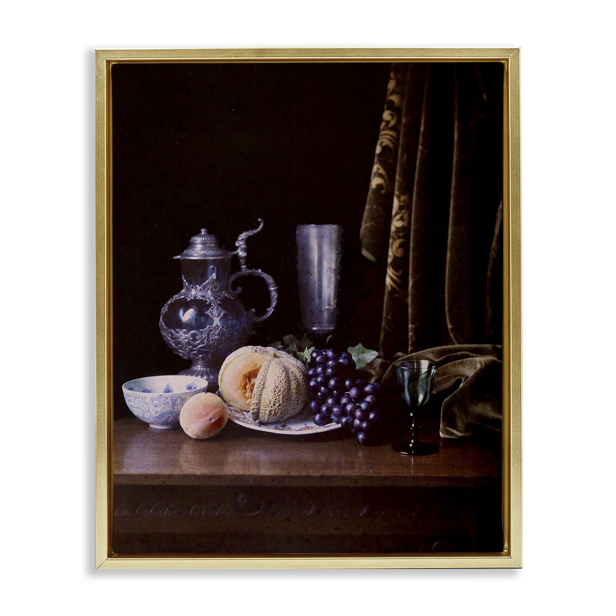Stupell Industries Vanitas Still Life Food & Beverage Photography Gold Floater Framed Canvas Art Print Wall Art, 25 x 31