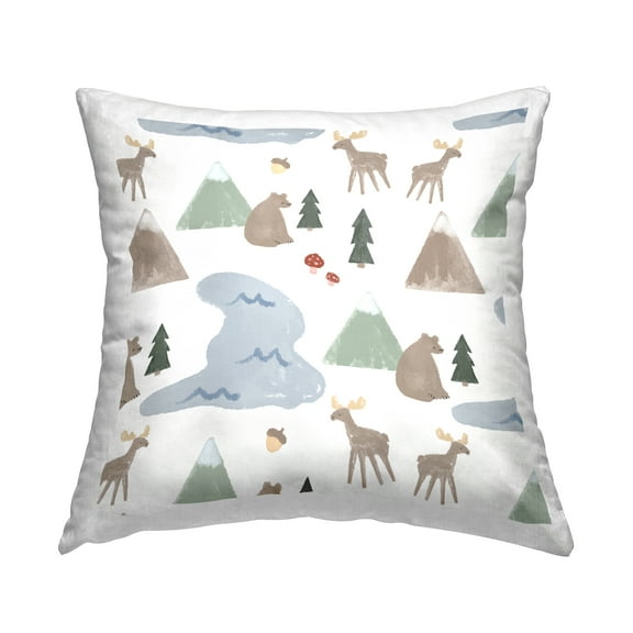 Stupell Industries Varied Animals Wildlife Nature Mountains Scenery Design by Daphne Polselli Throw Pillow