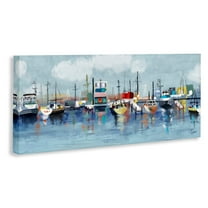 Stupell Industries Varied Boats Docked Port Marina Ocean Landscape Painting Gallery Wrapped Canvas Print Wall Art, Design by Tina Finn