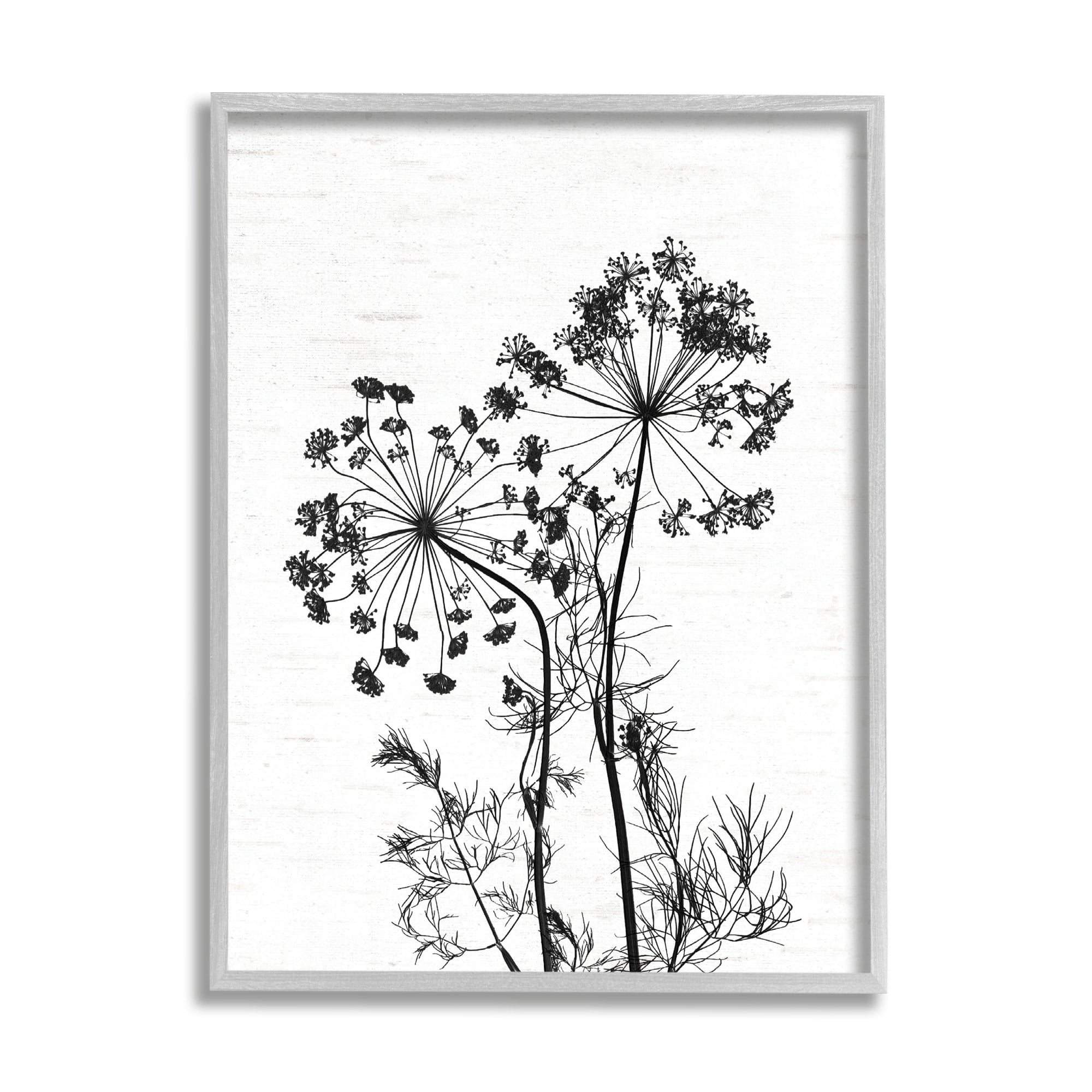 Stupell Industries Varied Botanical Herbs Casual Wildflower Birch Pattern Graphic Art Gray Framed Art Print Wall Art, Design by Lettered and Lined