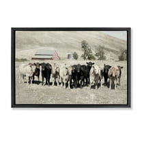 Stupell Industries Varied Cattle on Farm Landscape Painting Black Floater Framed Canvas Art Print Wall Art, 25 x 17