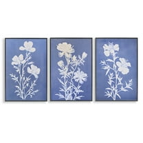 Stupell Industries Varied Cerulean Botanicals Plants & Flowers Painting Black Framed Art Print Wall Art, 12 x 18, Set of 3